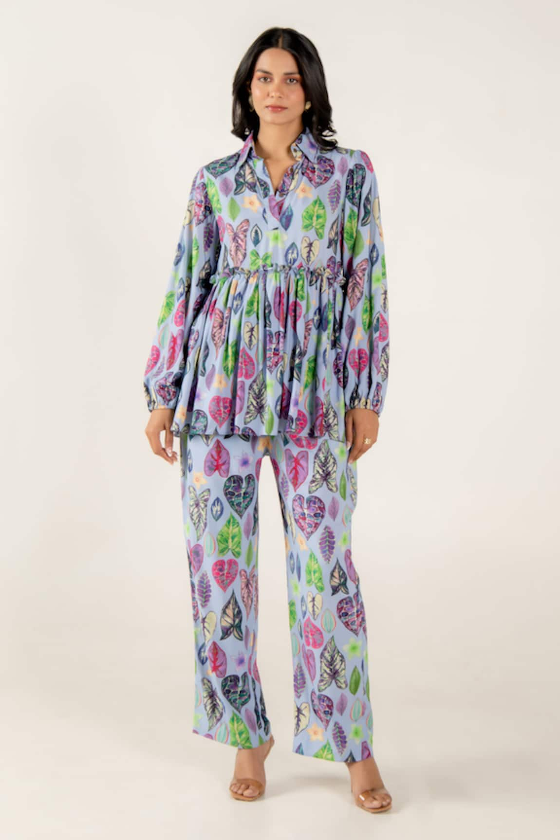 AROOP SHOP INDIA Azura Greta Print Peplum Top & Pant Set