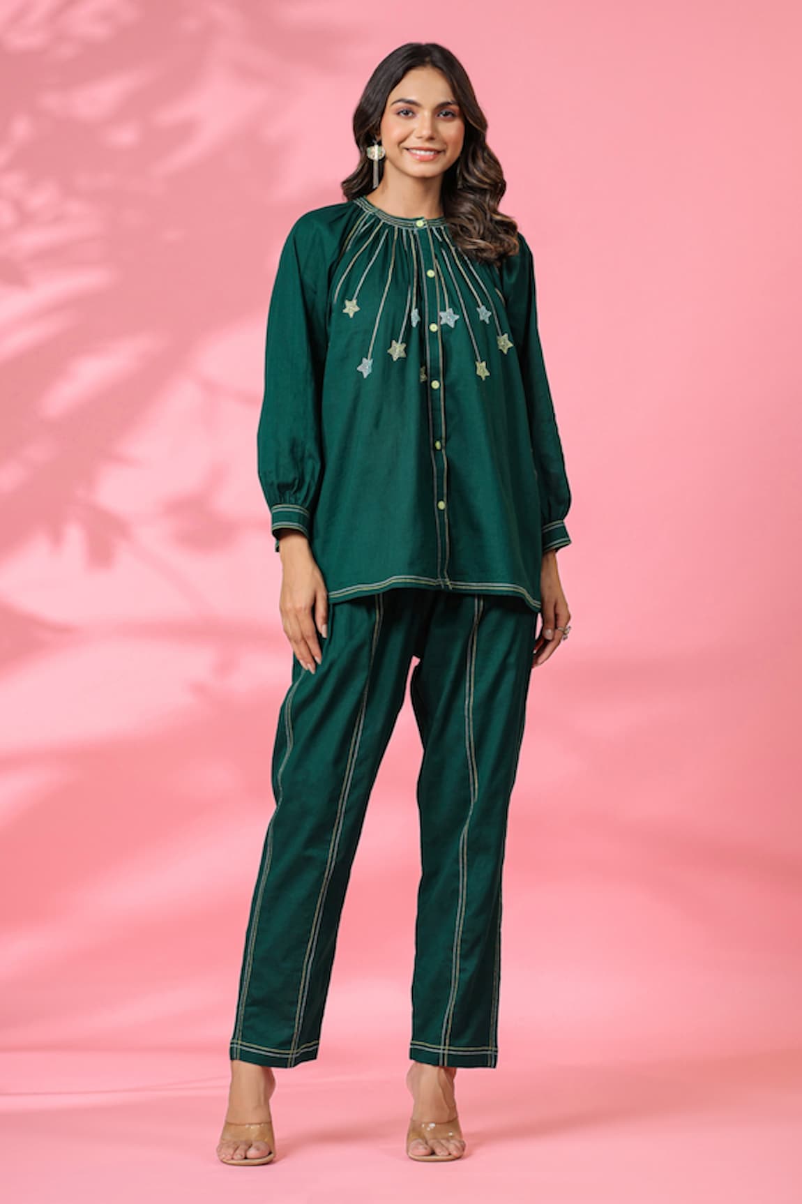 k-anshika Resham Thread Embroidered Top & Pant Set