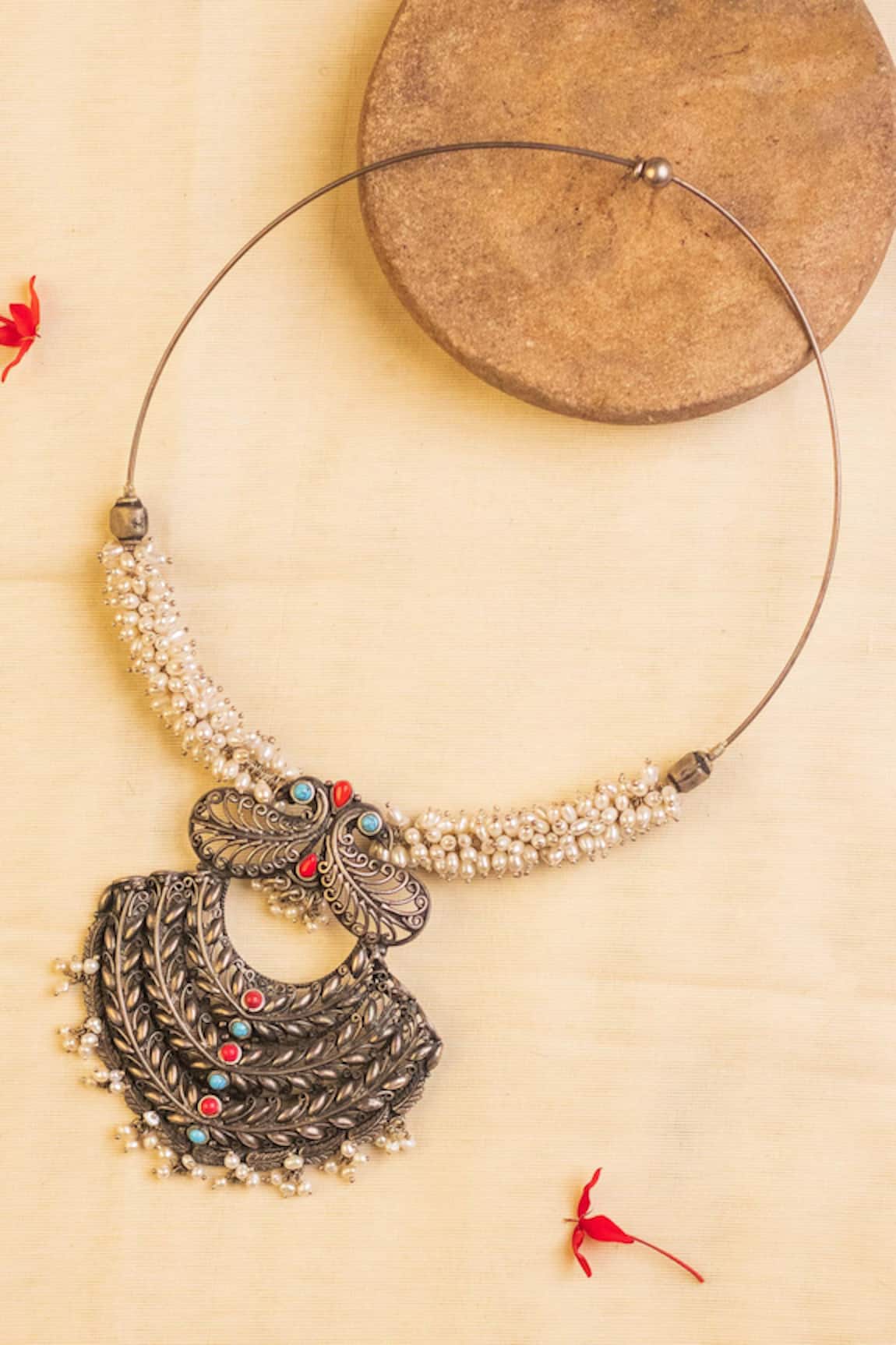 Mero Jewellery Pearls Embellished Temple Necklace 