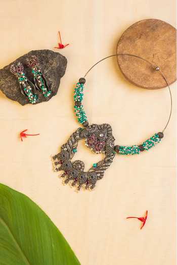 Mero Jewellery Embellished Temple Necklace Set 