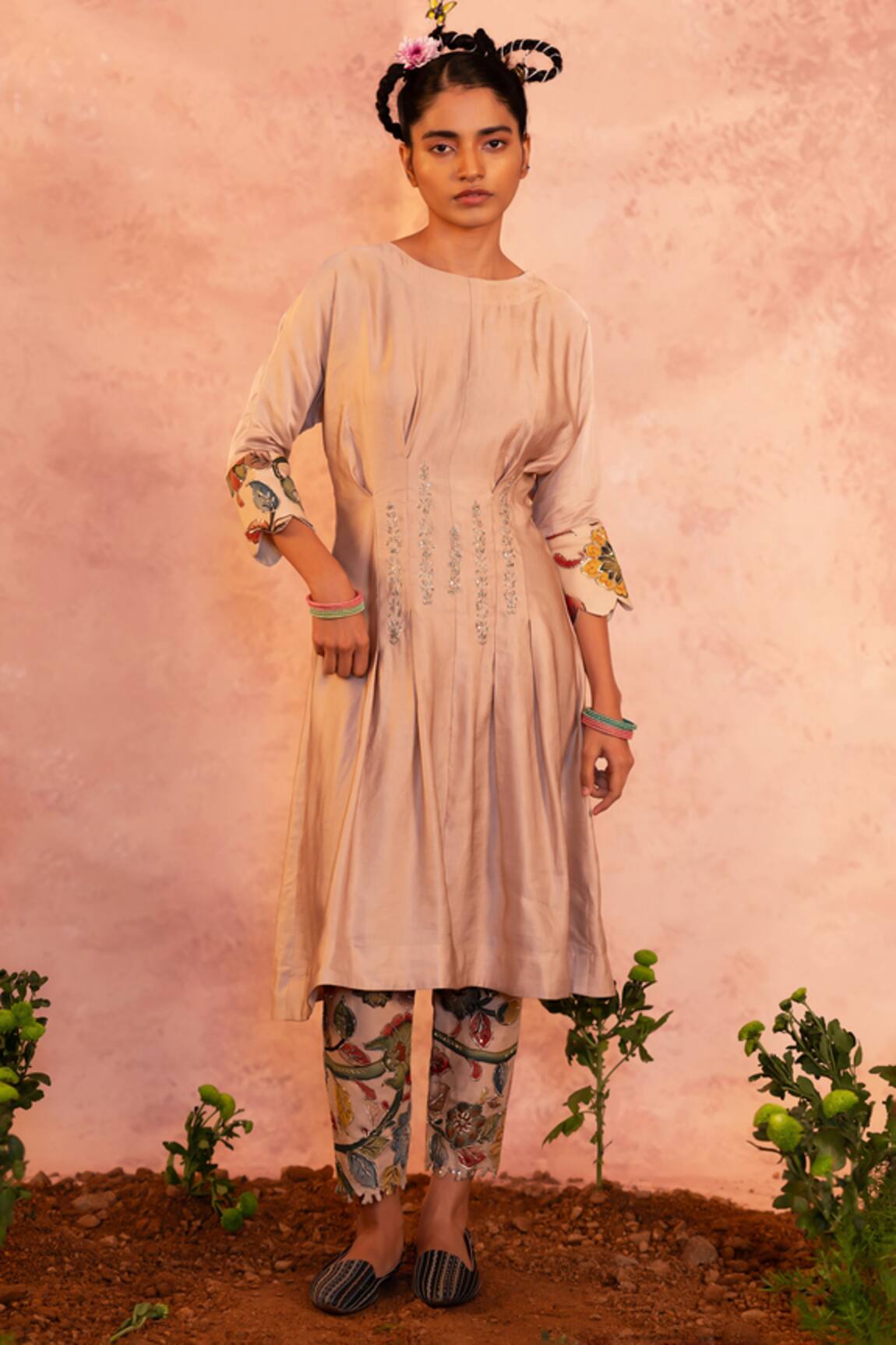 Aamra By Lavanya Front Pleated Kurta With Straight Pant