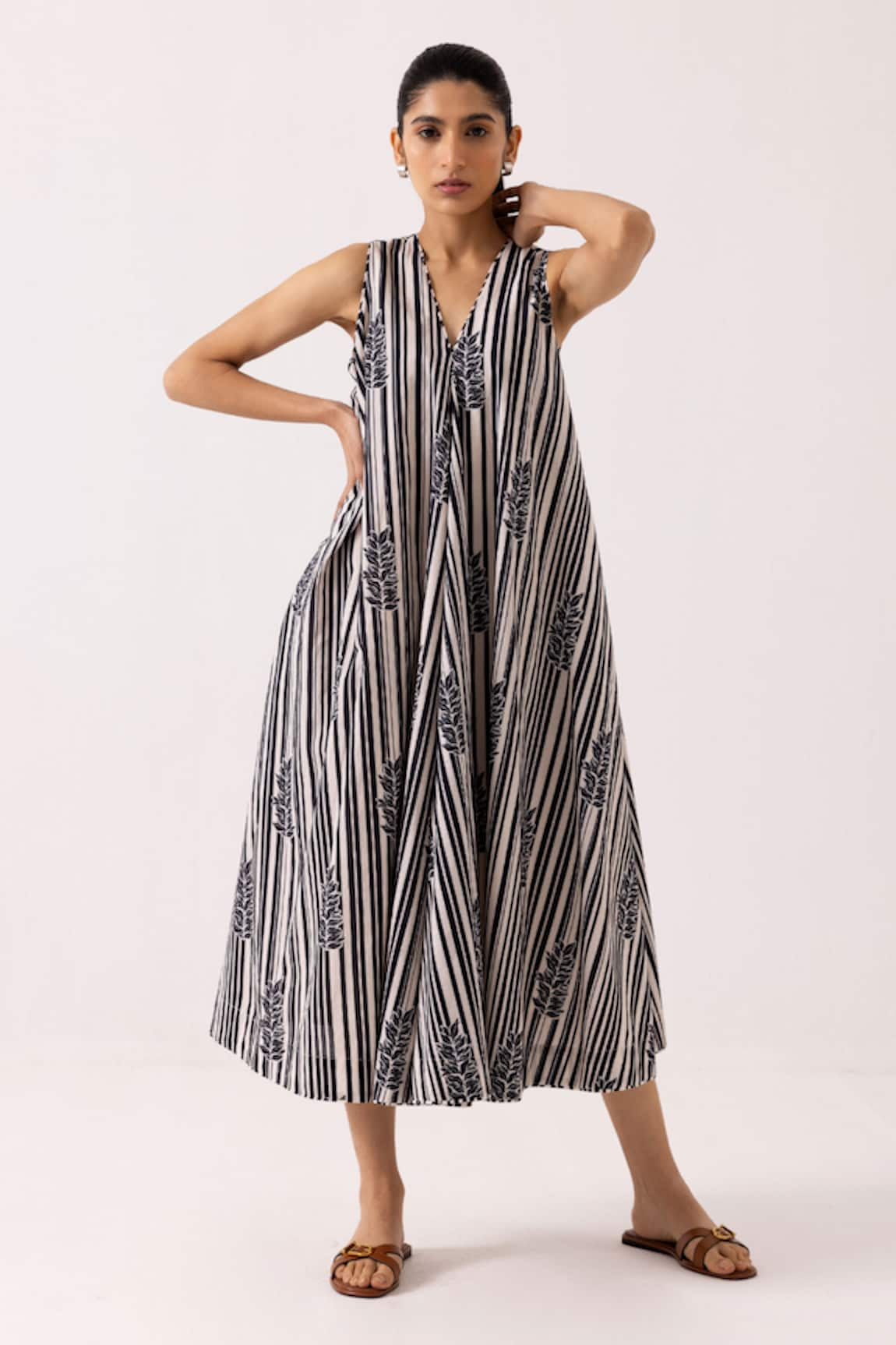 Label Shreya Sharma Stripe Print A-Line Dress