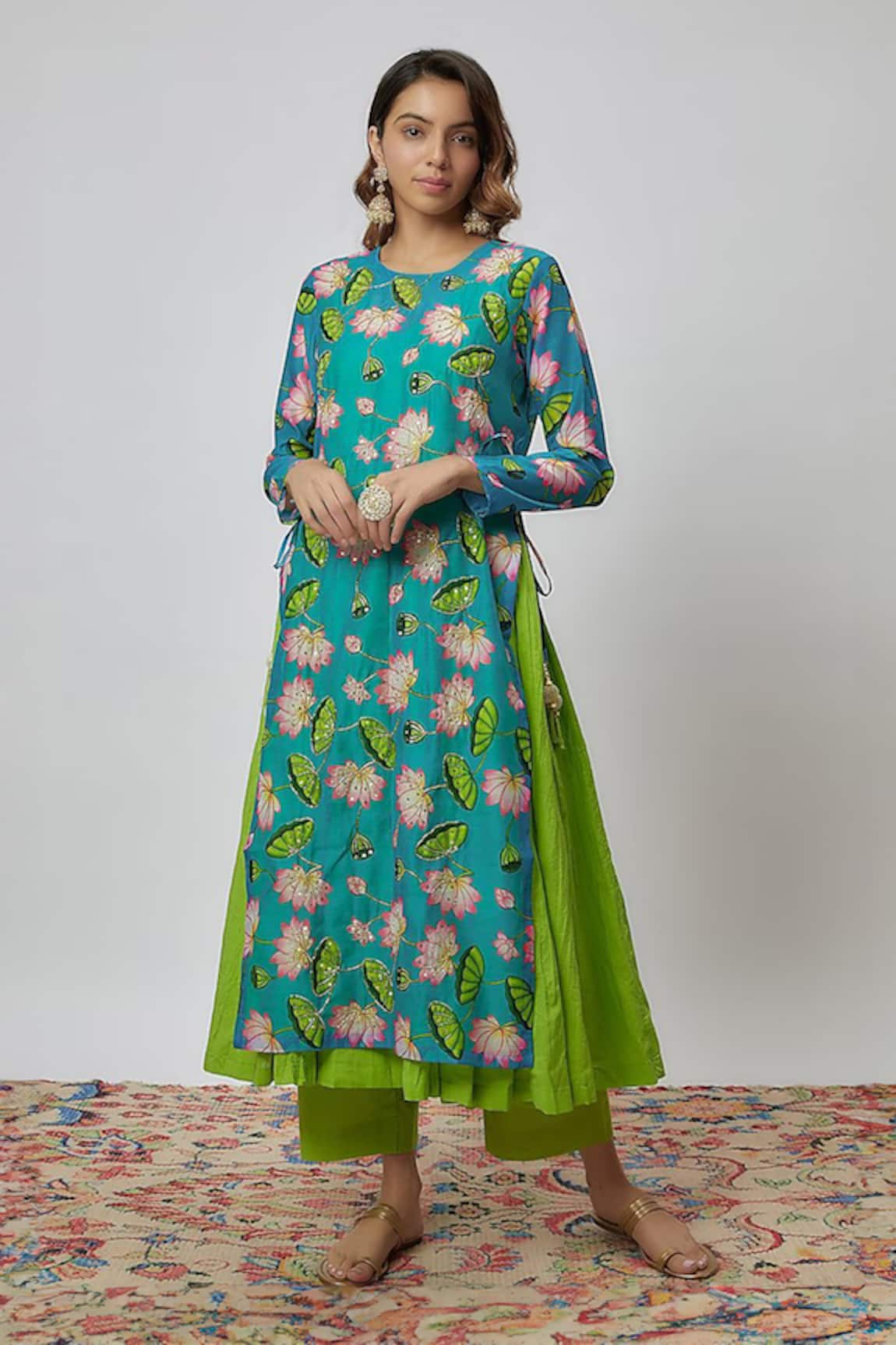 Yuvrani Jaipur Floral Print Kurta Pant Set