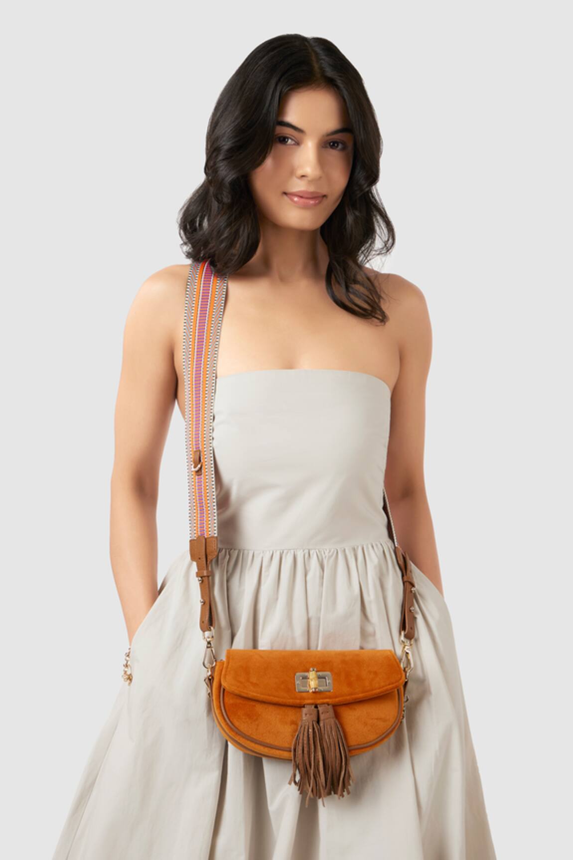 JENA Velvet Tassel Work Crossbody Bag