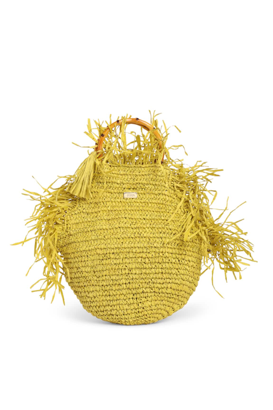 JENA Fringe Woven Bucket Bag