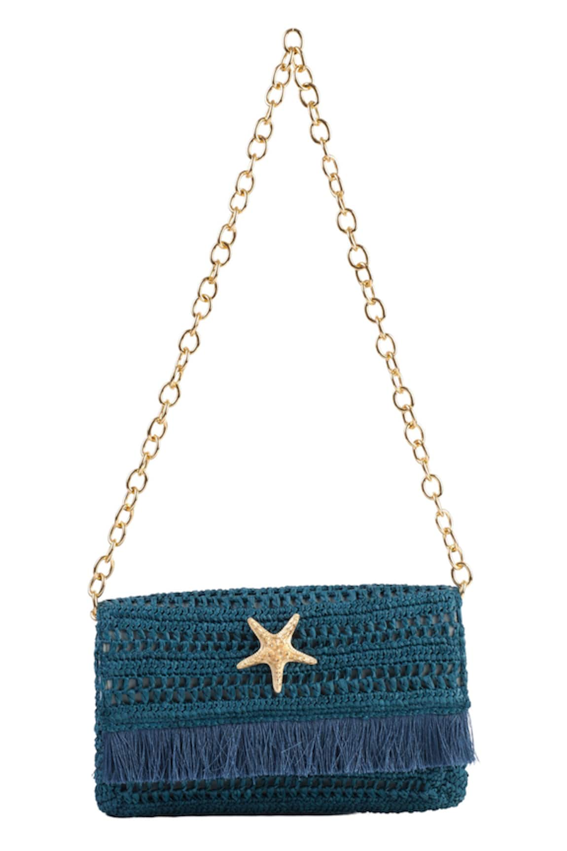 JENA Star Fish Emblem Woven Clutch