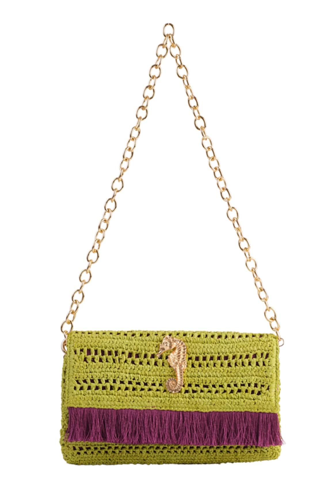 JENA Raffia Woven Embellished Clutch