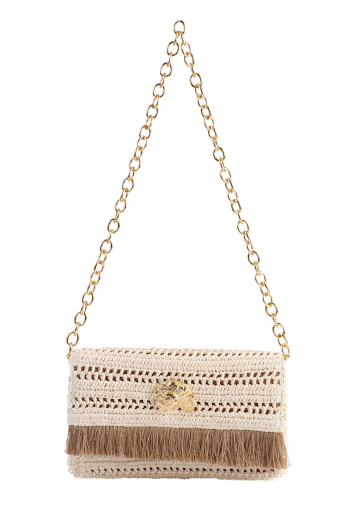 JENA Slim Real Embellished Woven Clutch