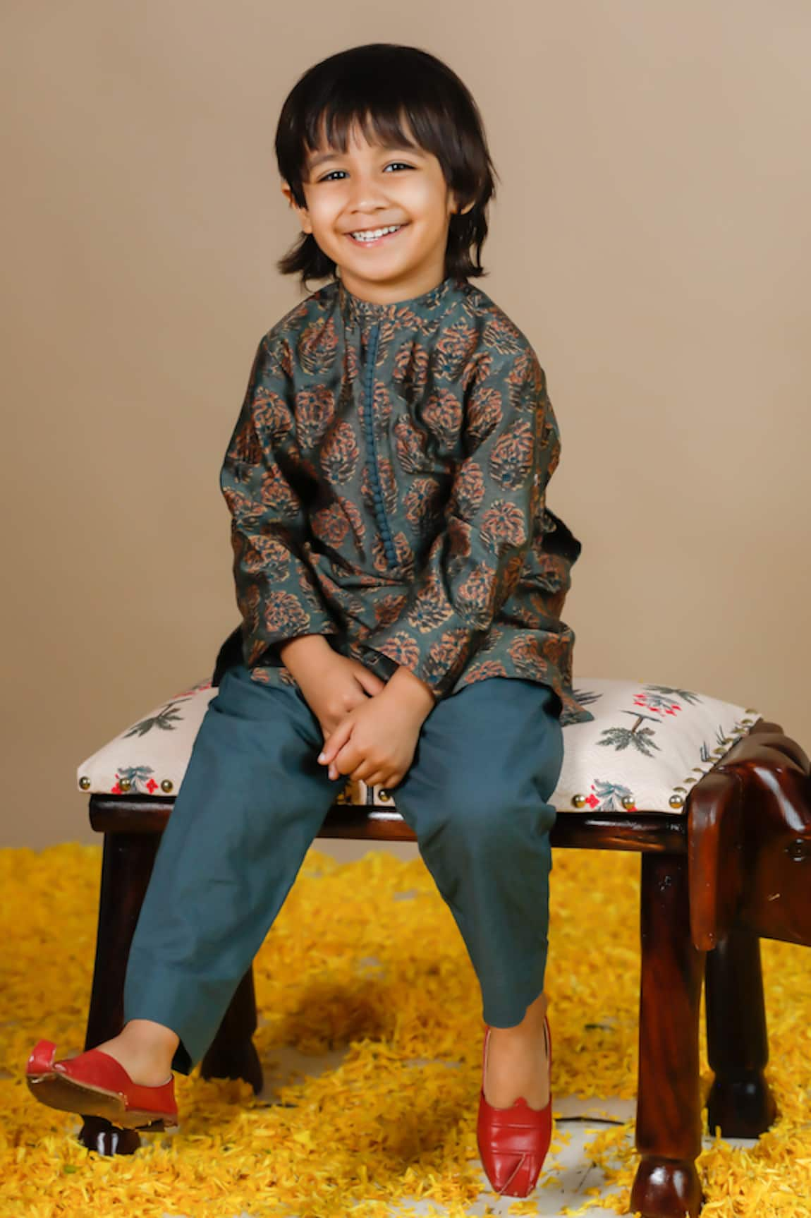 Swati Golyan Chanderi Floral Print Kurta & Pant Set