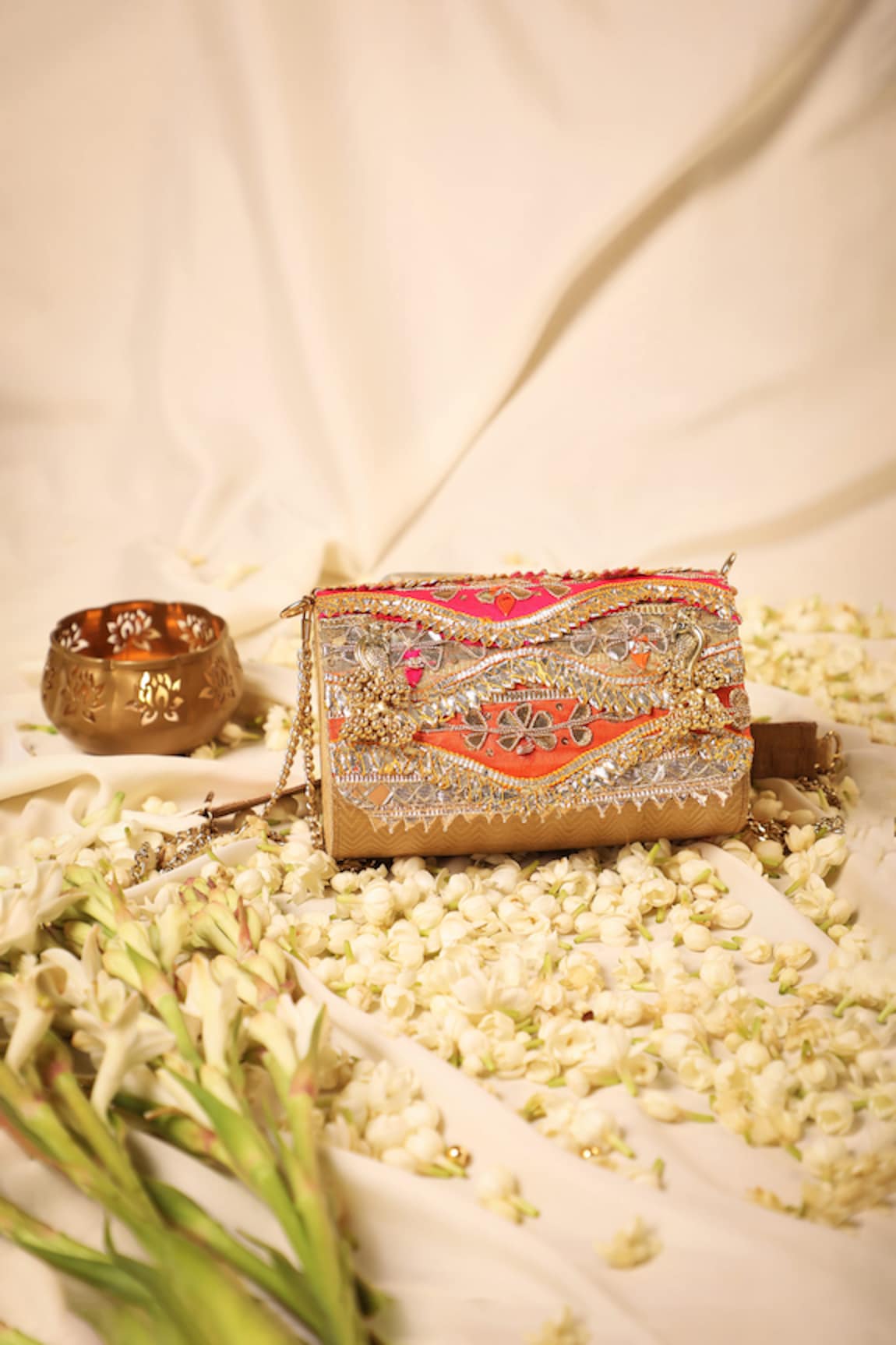 5Elements Janus Gota Floral Embroidered Clutch