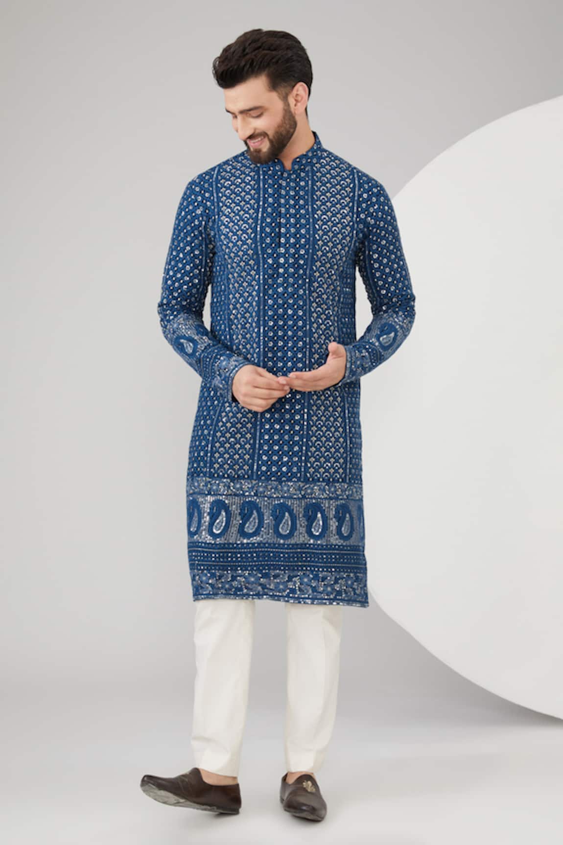 Kasbah Sequins & Thread Embroidered Kurta