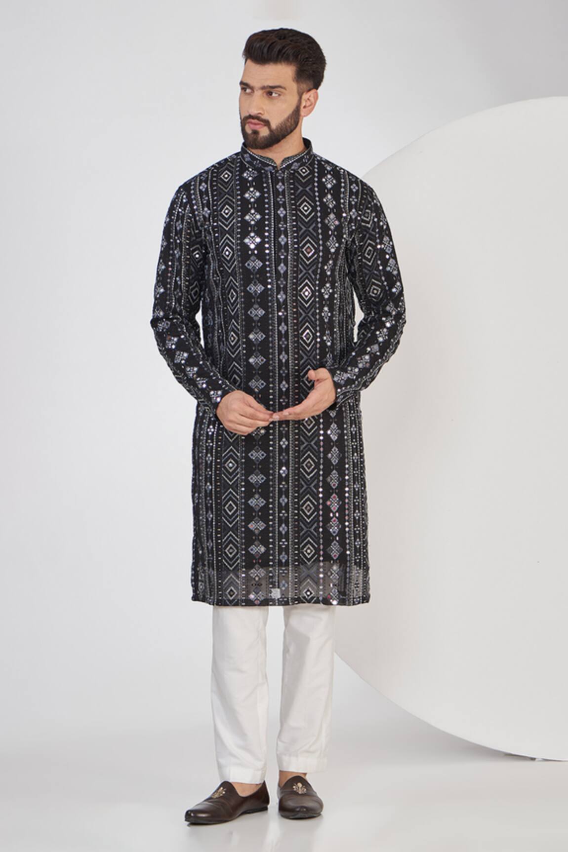 Kasbah Mirror Embroidered Straight Kurta Set 