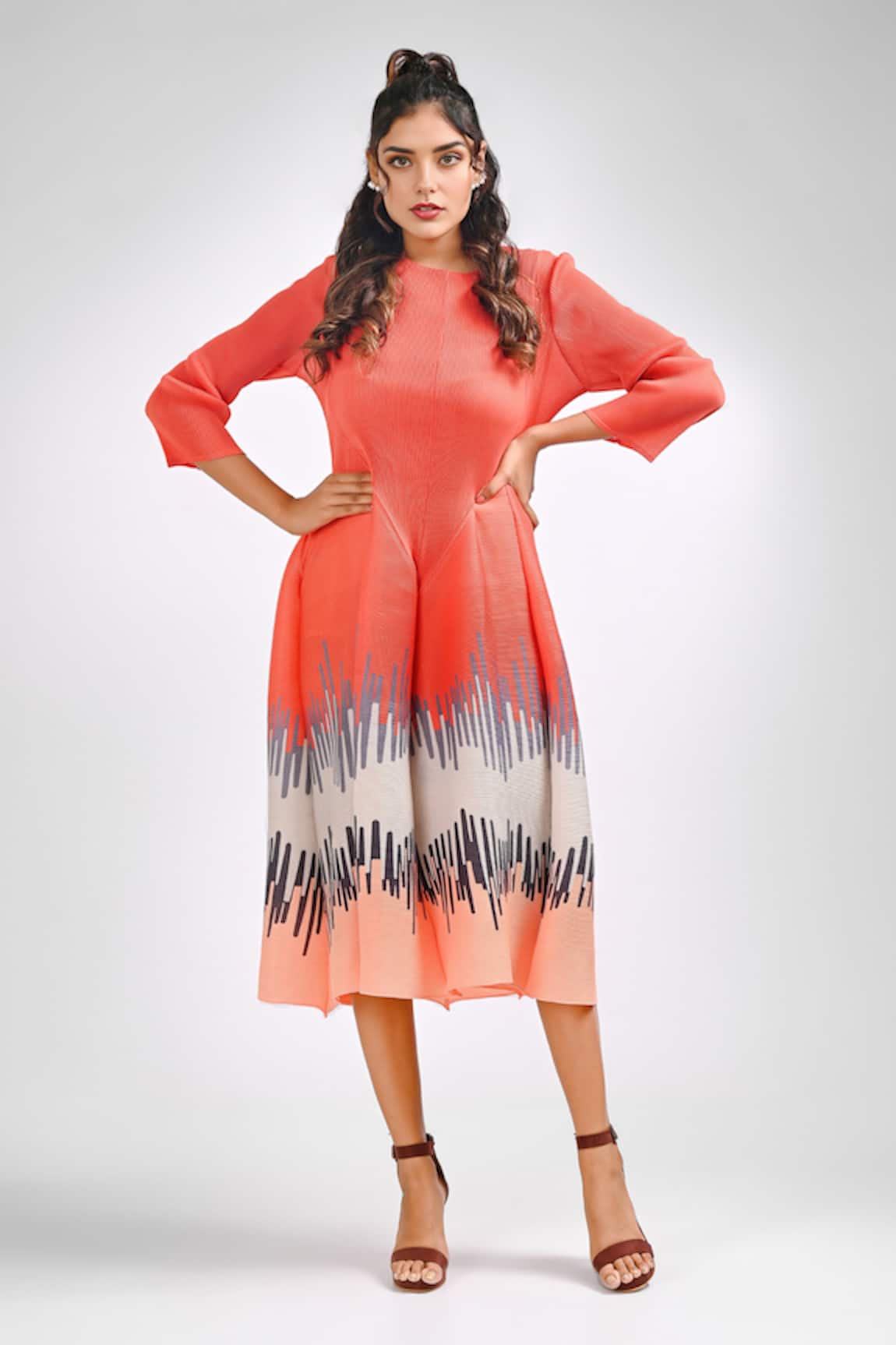 Crimp Peru Gradient Print Hem Dress