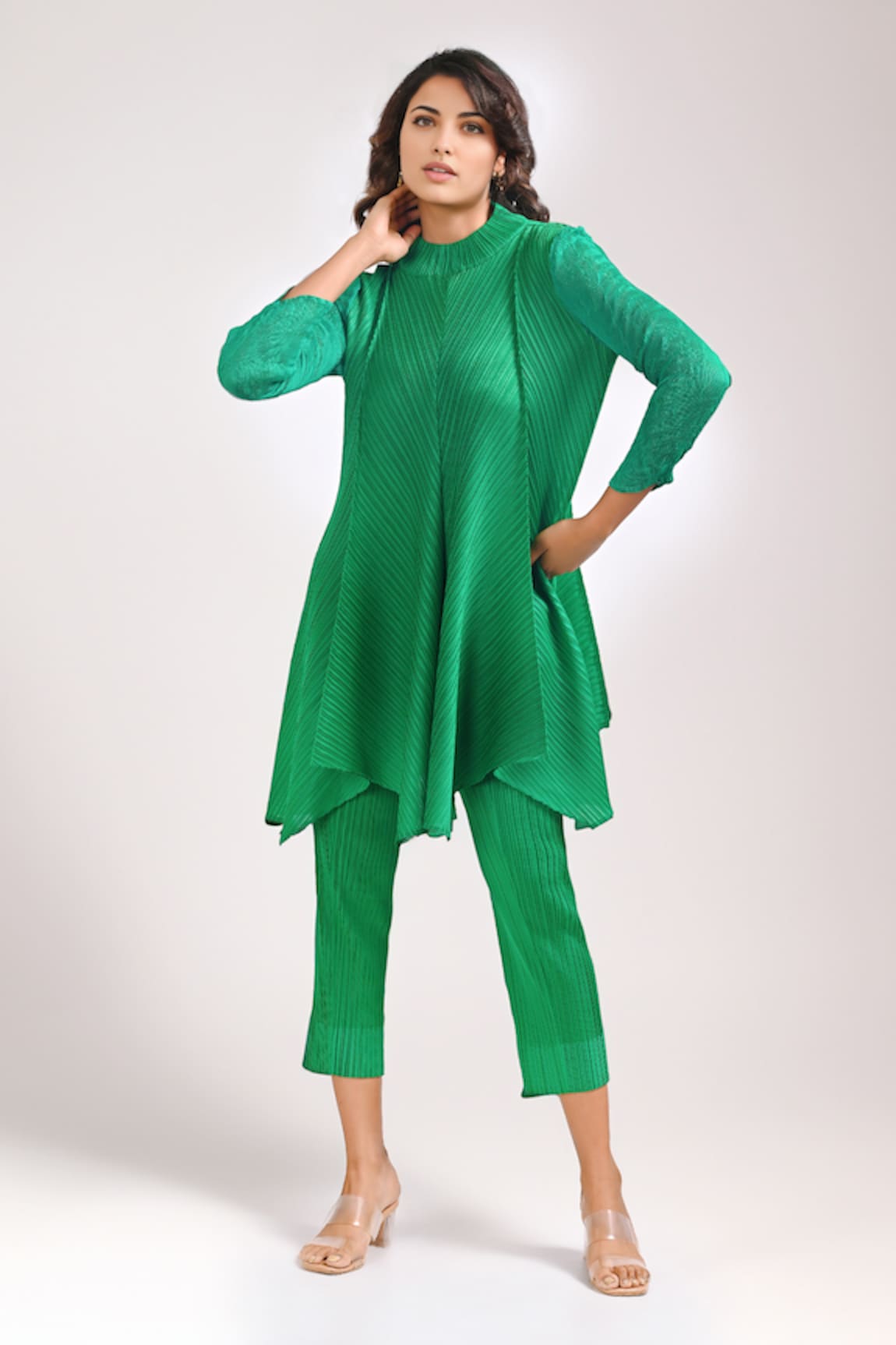 Crimp Savanah Textured Tunic With Pant