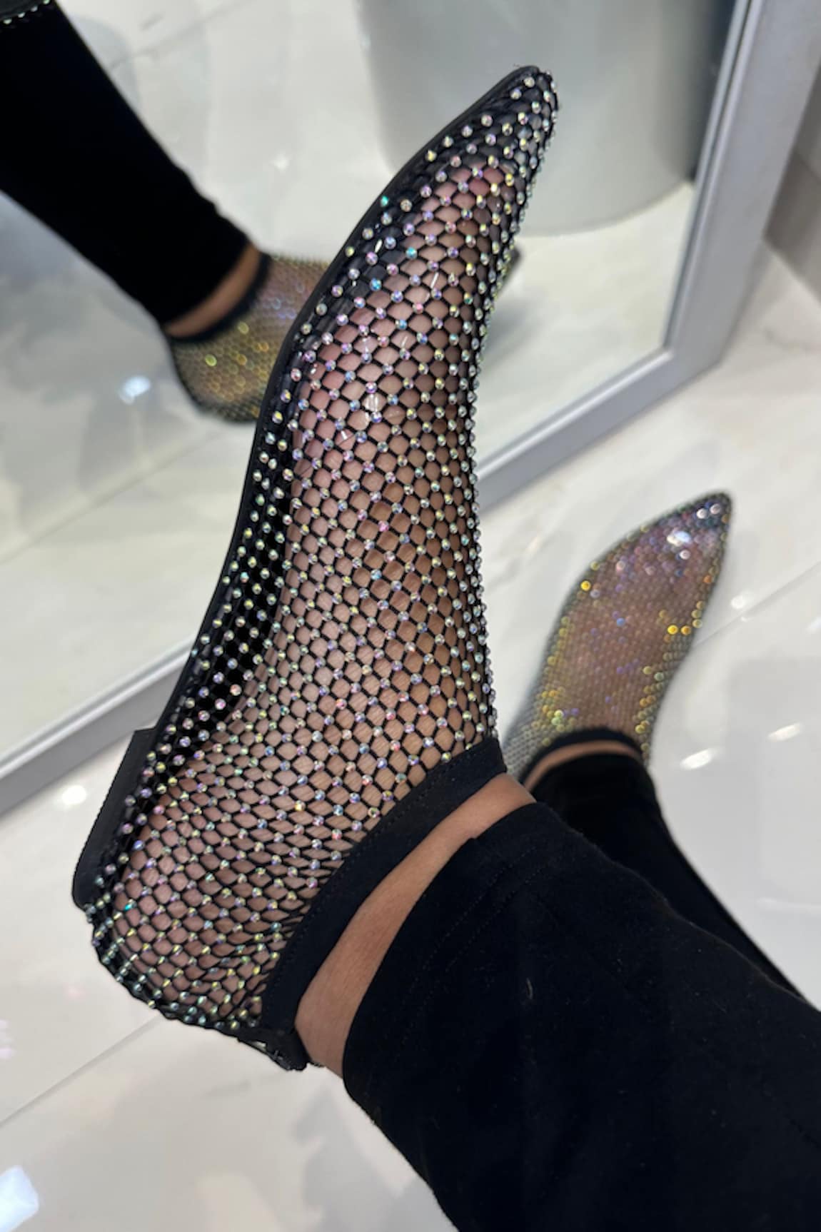 ZORI WORLD Glitz Mesh Embellished Flats