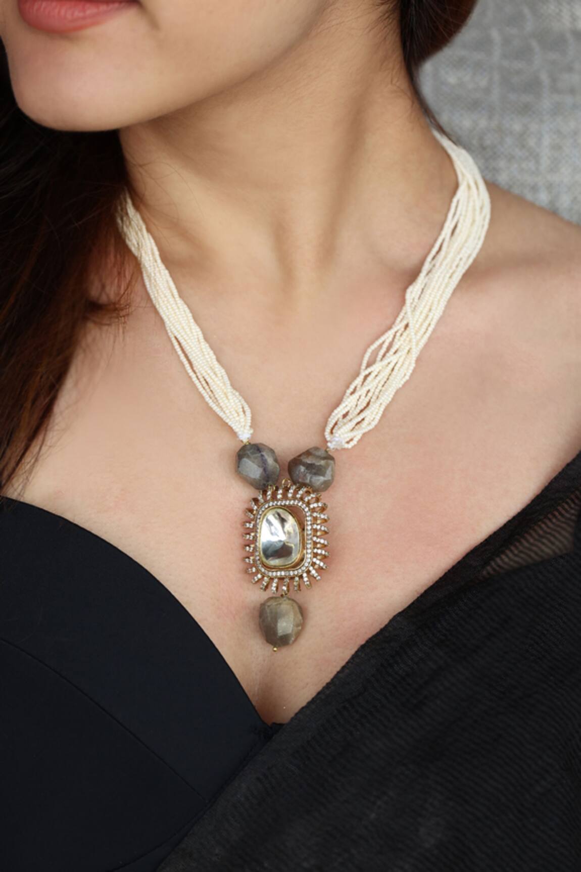 Do Taara Polki Drop Pendant Necklace 