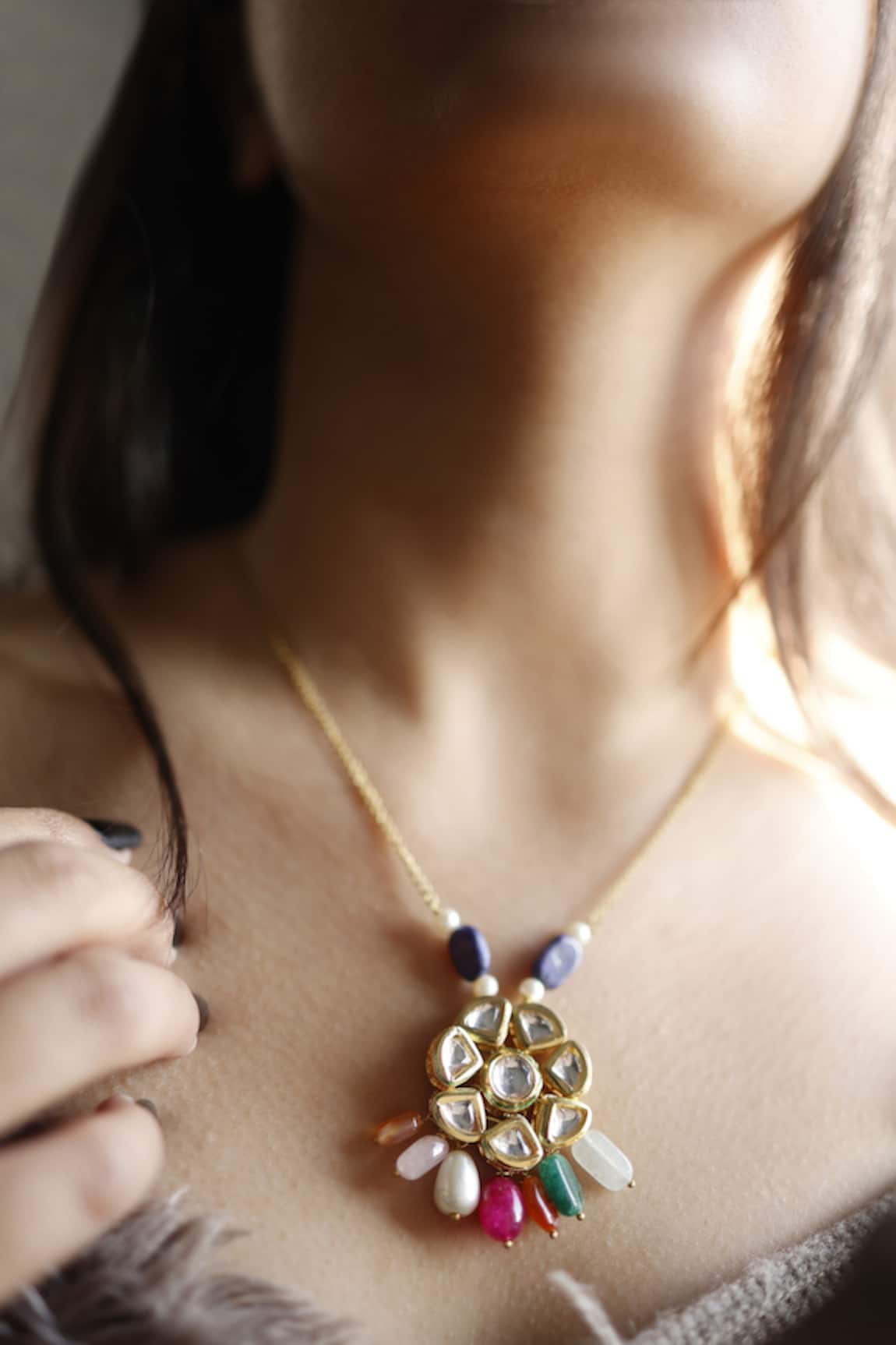Do Taara Kundan Embellished Pendant Necklace 