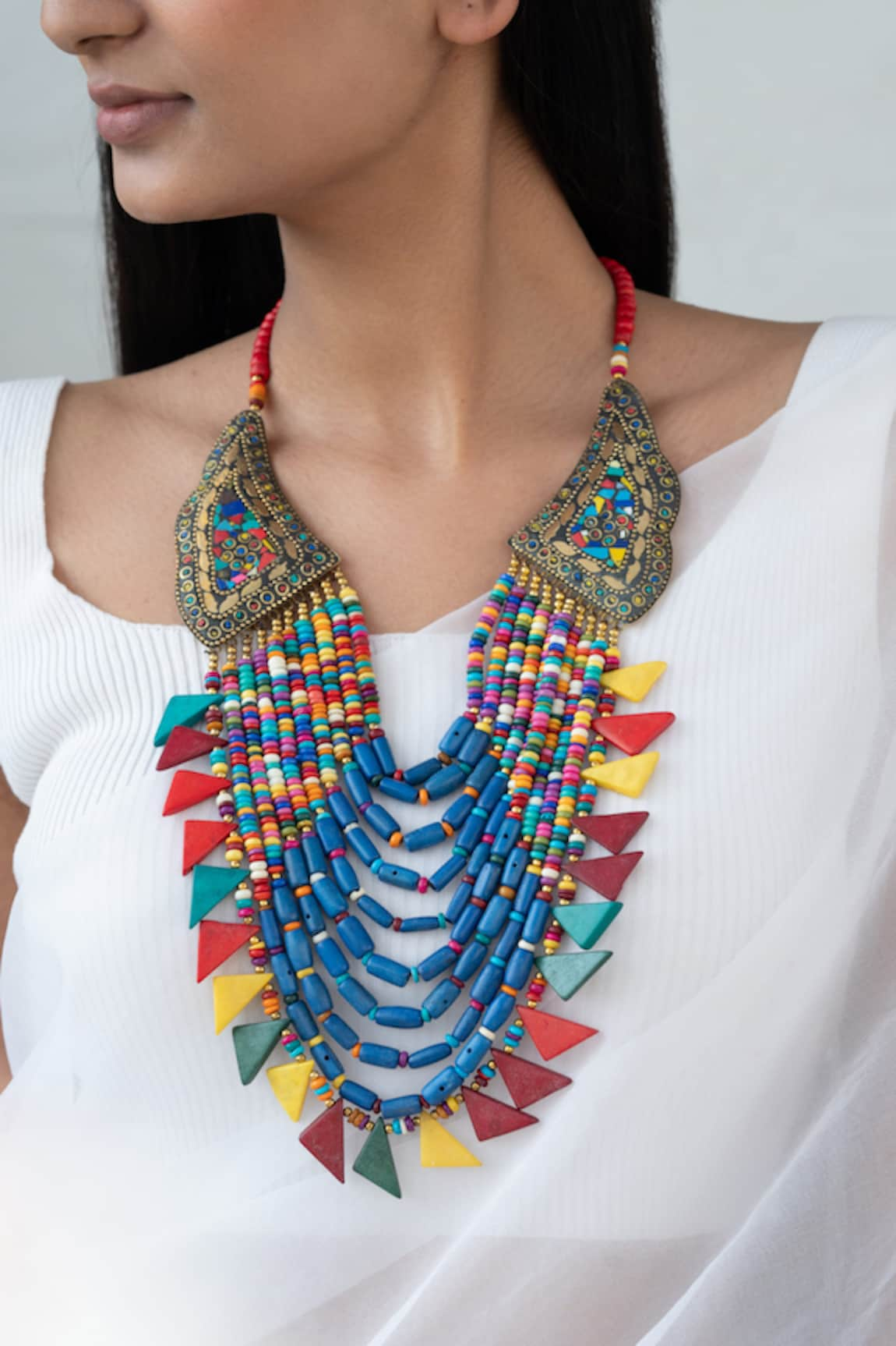 Do Taara Geometric Beaded Embellished Necklace