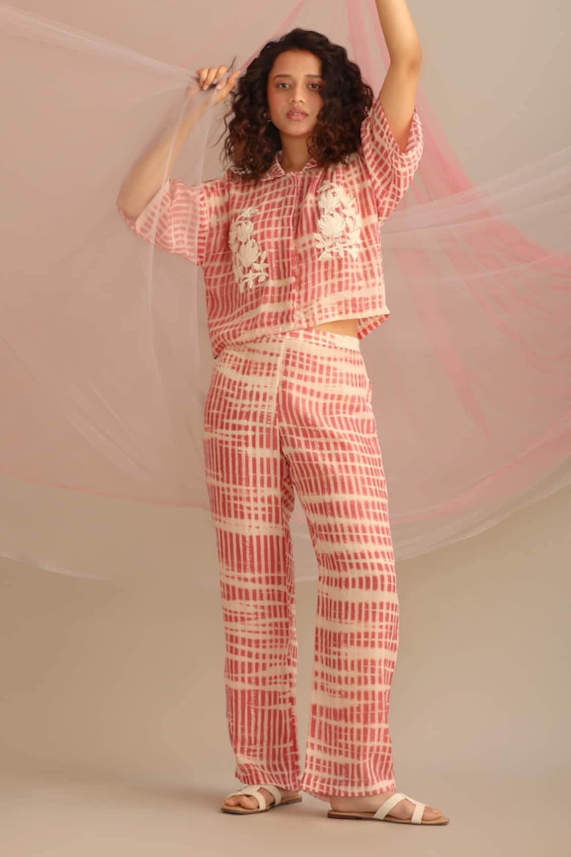 Myoho Striped Pattern Top & Pant Set