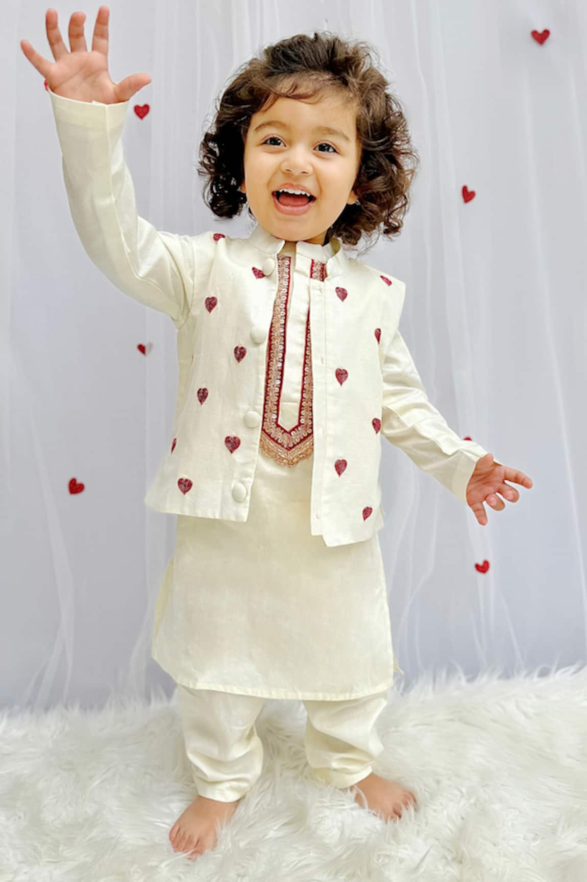 Byb Premium Bead Heart Embroidered Nehru Jacket Set