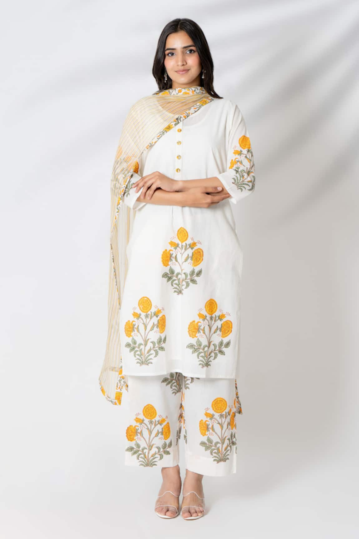 Kameez Hand Block Print Kura & Pant Set