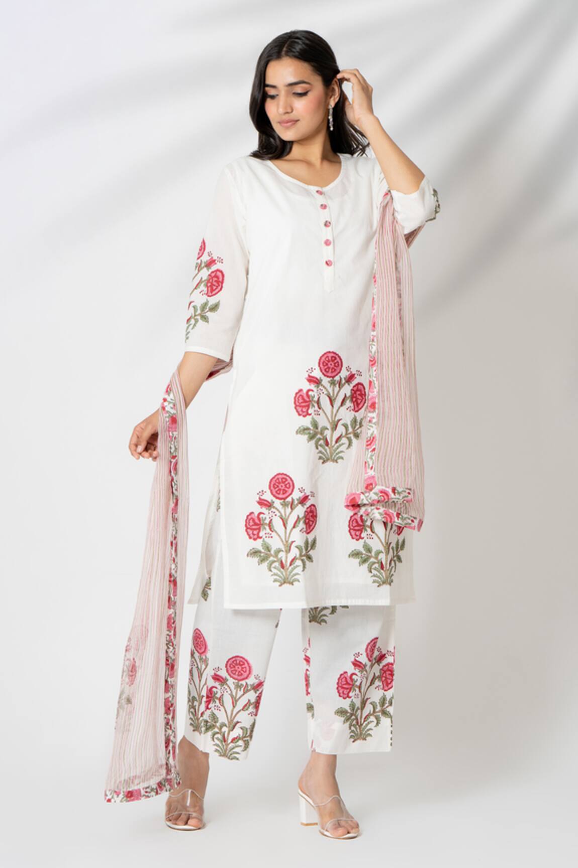 Kameez Flower Print Kurta & Pant Set