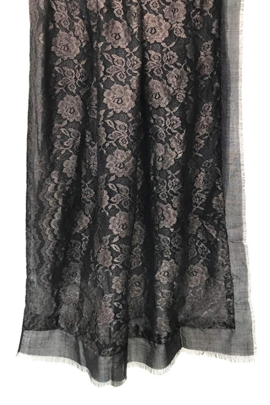 Pashma Floral & Lace Embroidered Scarf