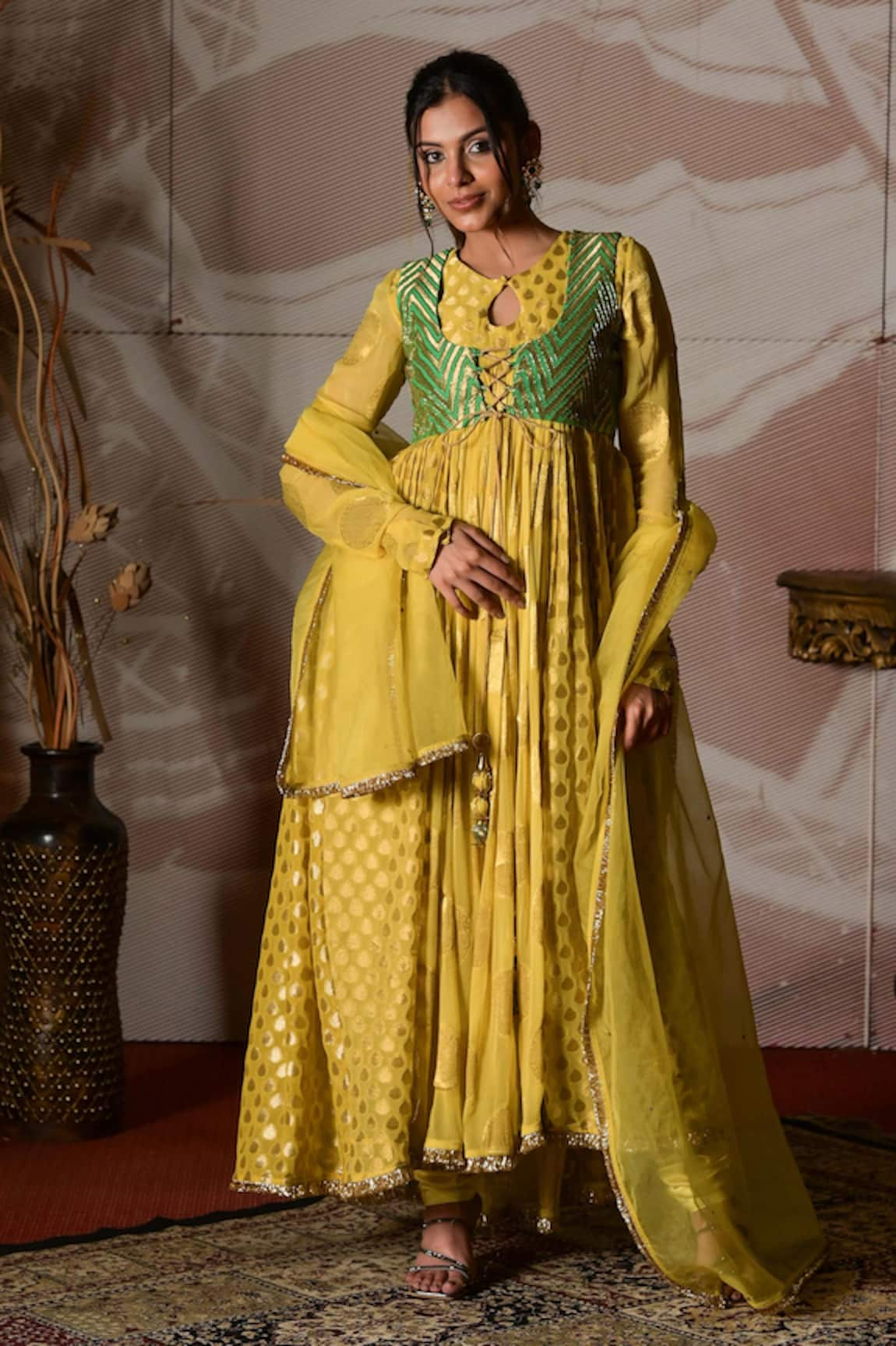 Farha Syed Hand Embroidered Jacket Anarkali Set