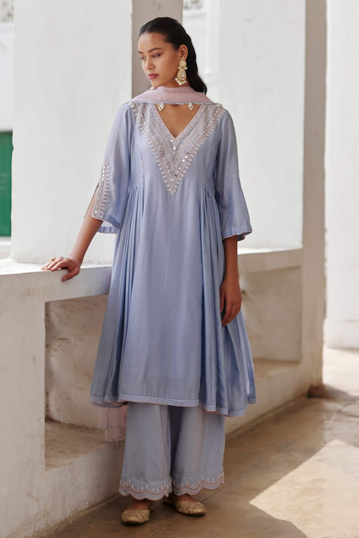 Label RSD Floral Hand Embroidered Long A-line Kurta Set