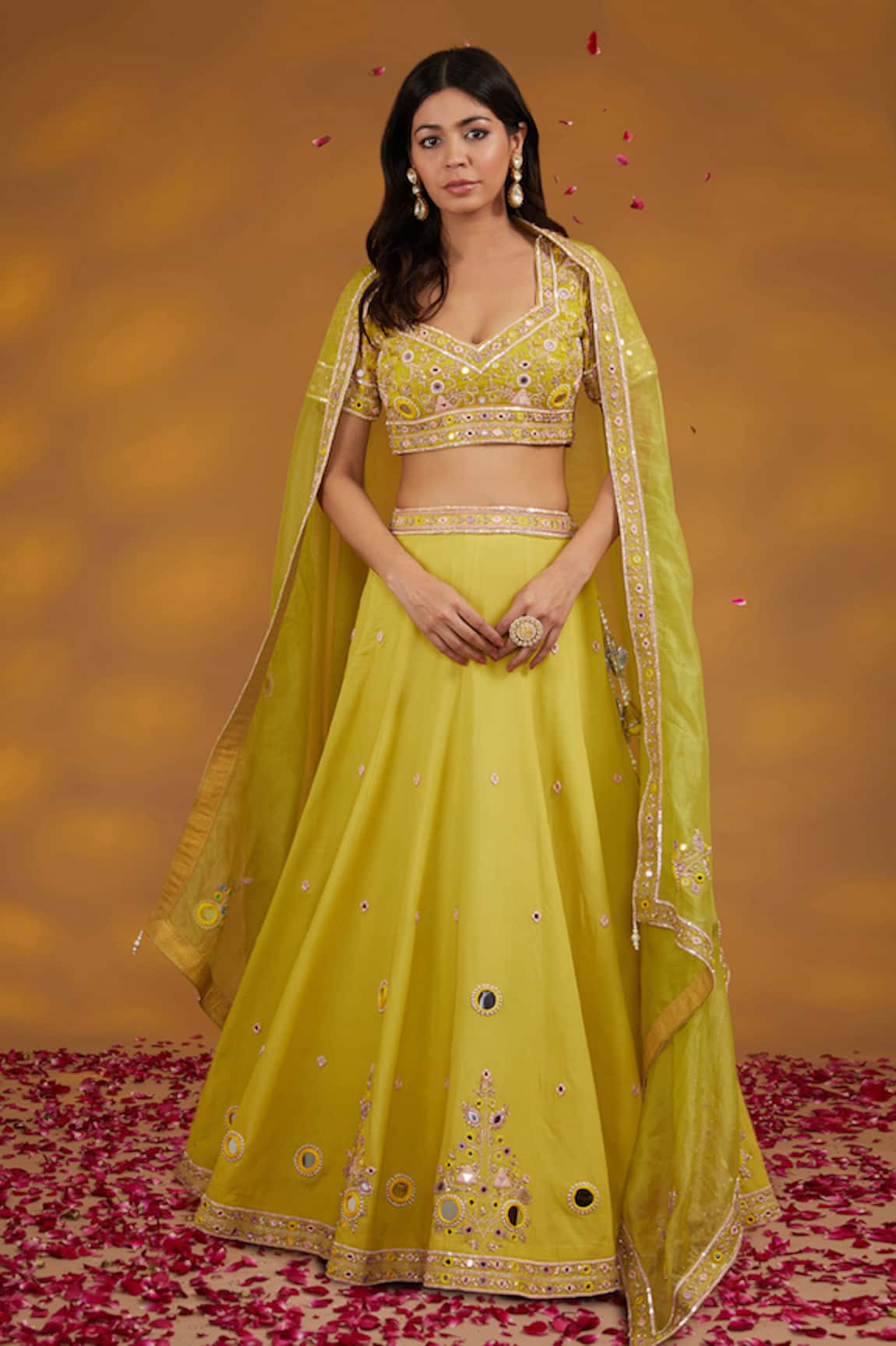 House Of Supriya Mirror Embroidered Blouse Lehenga Set 