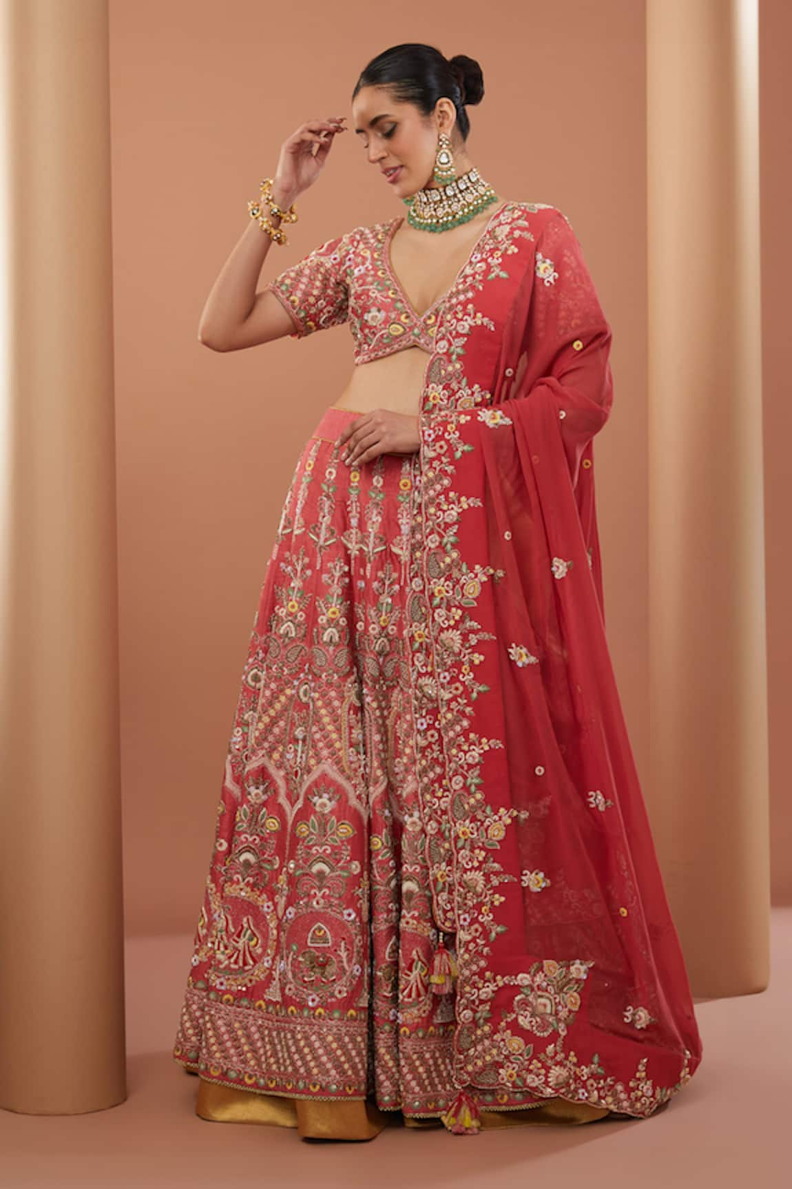 HOUSE OF SUPRIYA Botanical Embroidered Bridal Lehenga Set