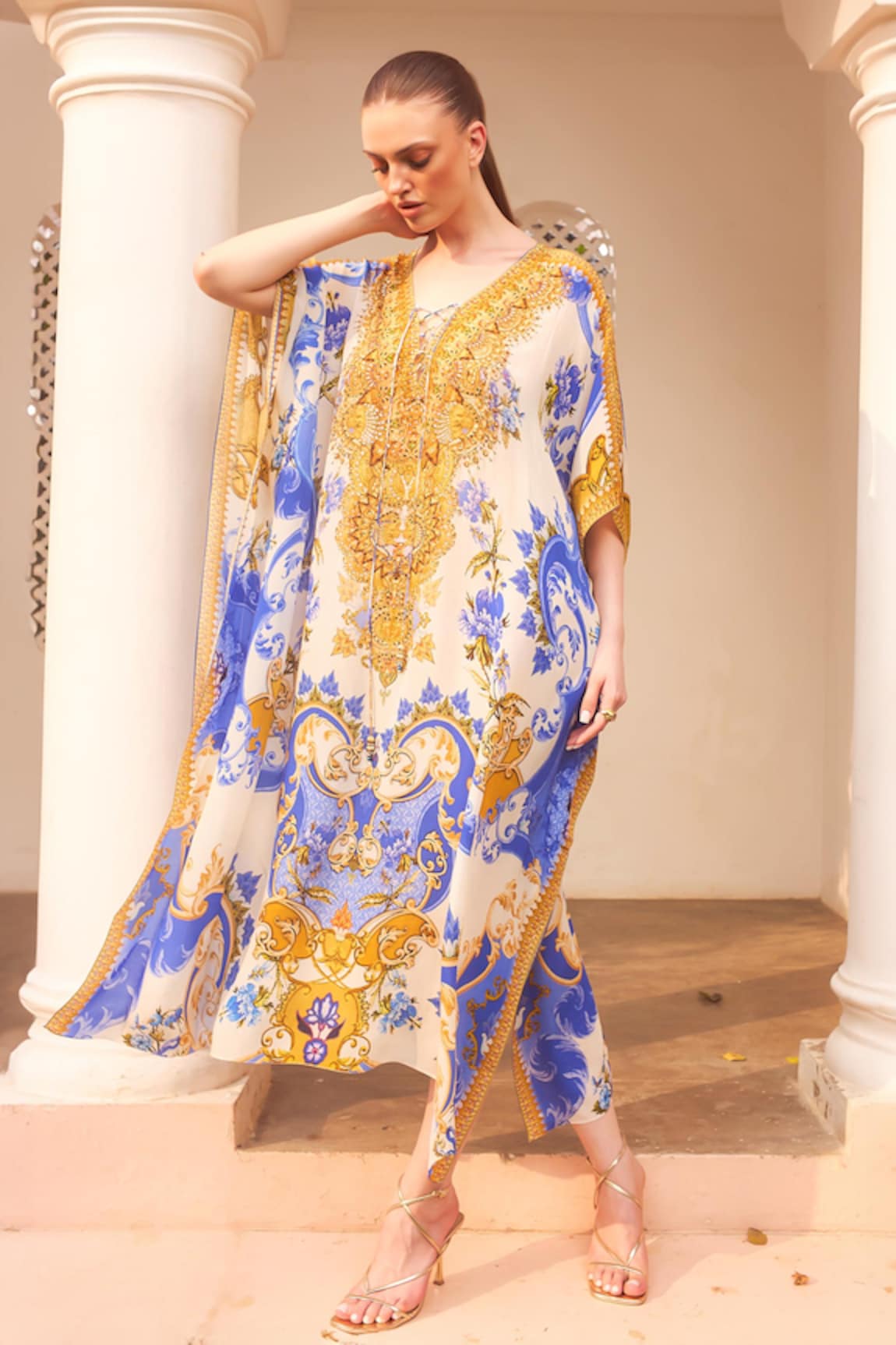 Zariaah Floral Swirl Print Kaftan