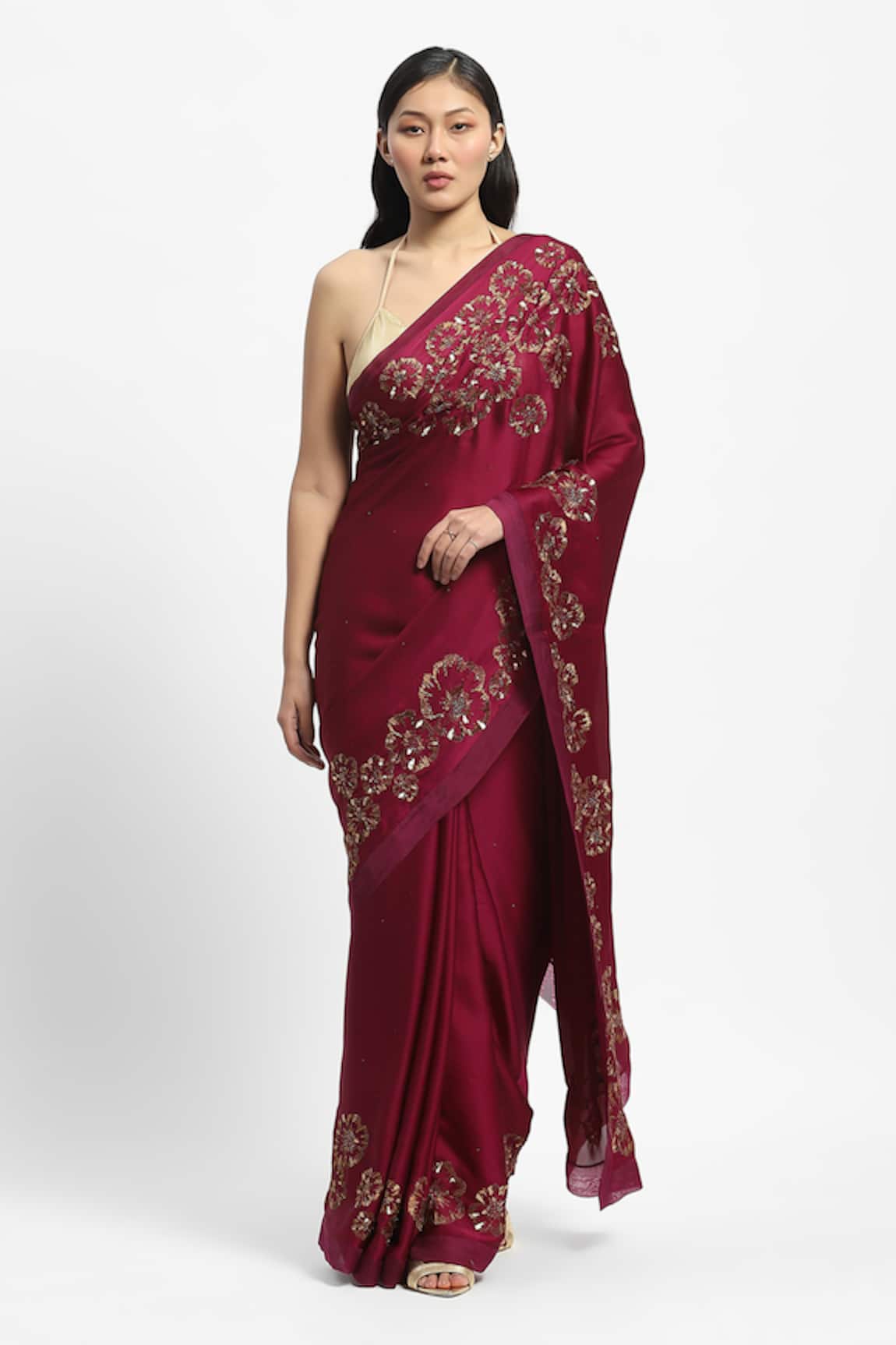 Satya Paul Empress Embroidered Saree With Running Blouse