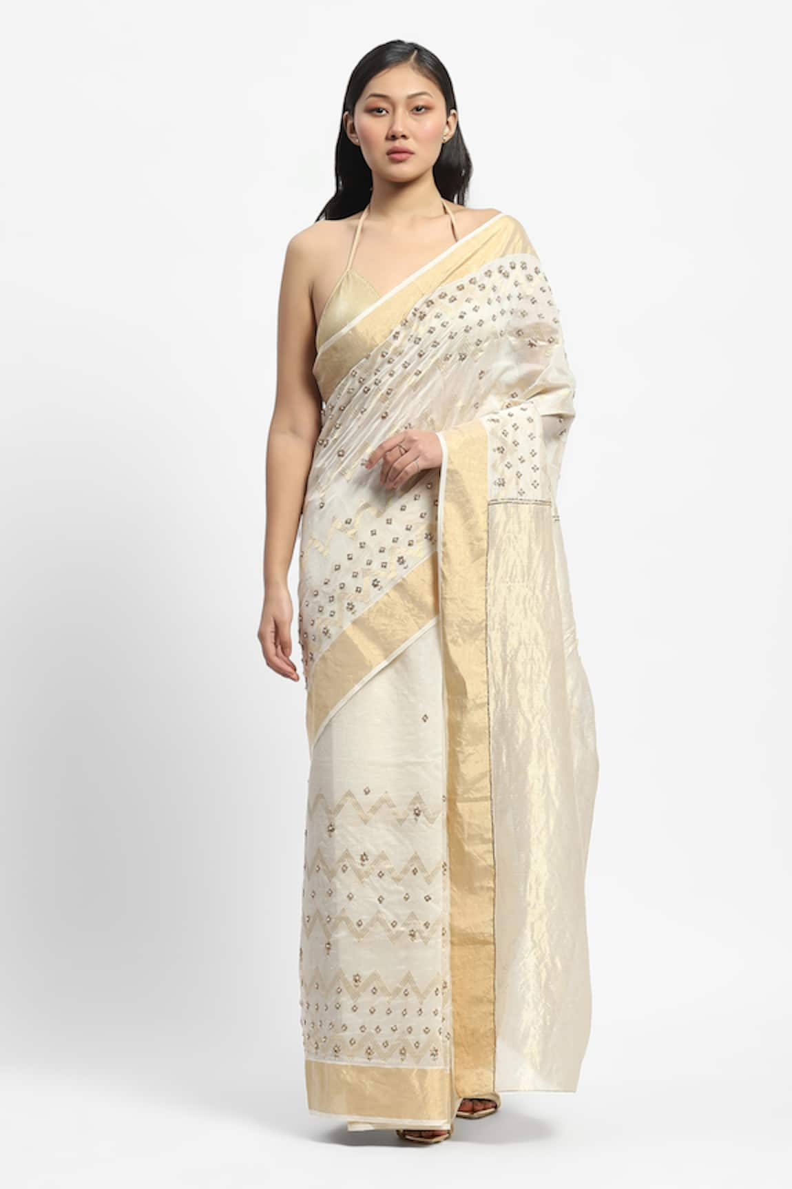 Satya Paul Seoul Sunset Embellished Saree With Running Blouse