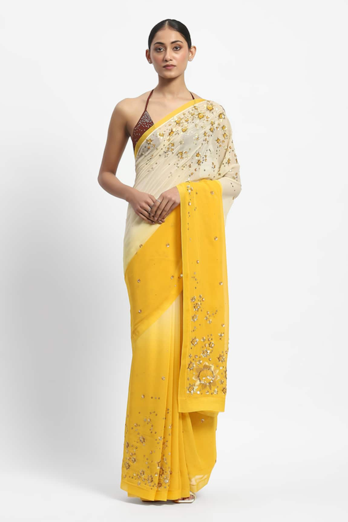 Satya Paul Dreaming of Zinnia Saree With Running Blouse