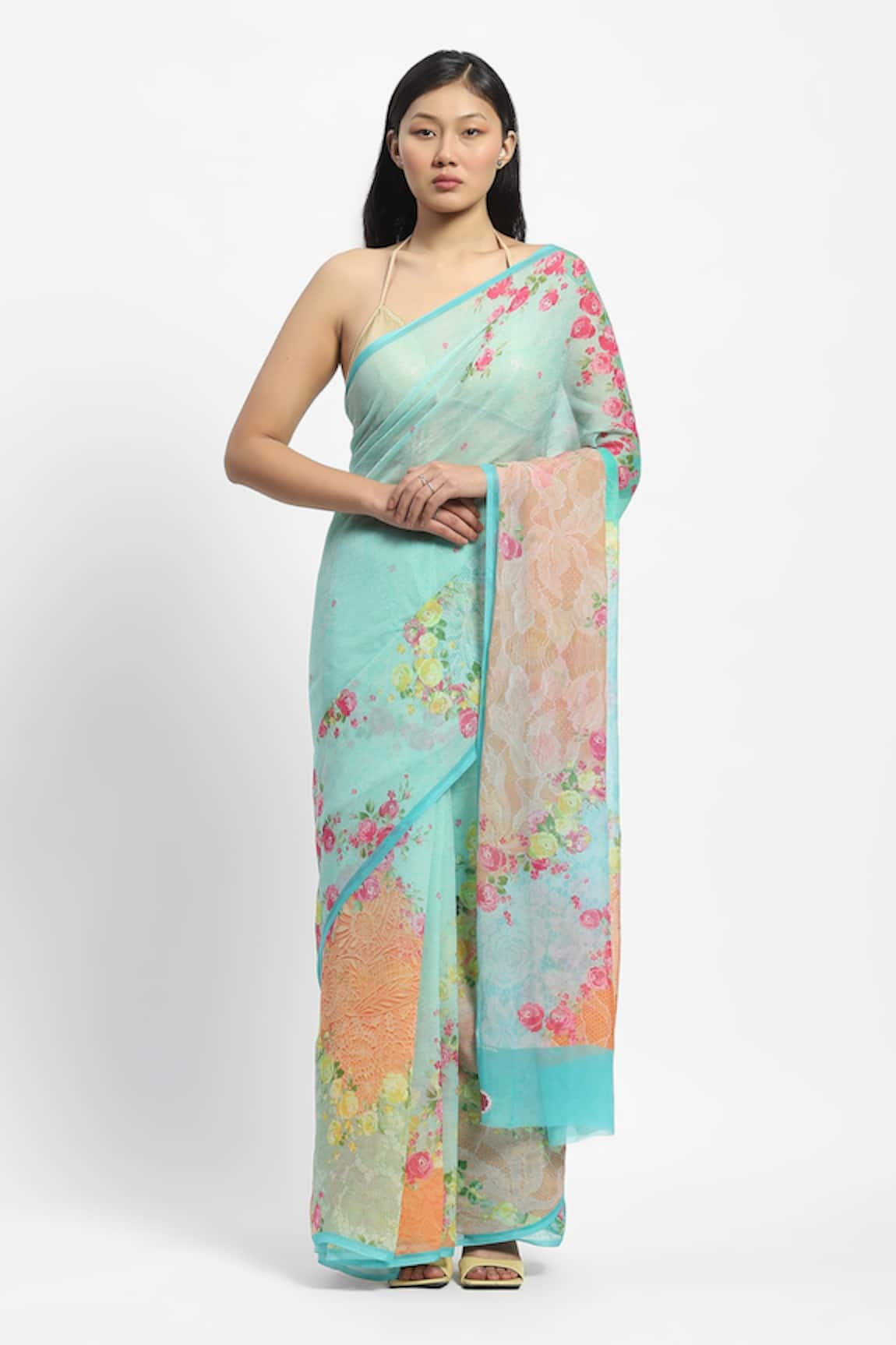 Satya Paul Marseille Noon Print Saree With Running Blouse