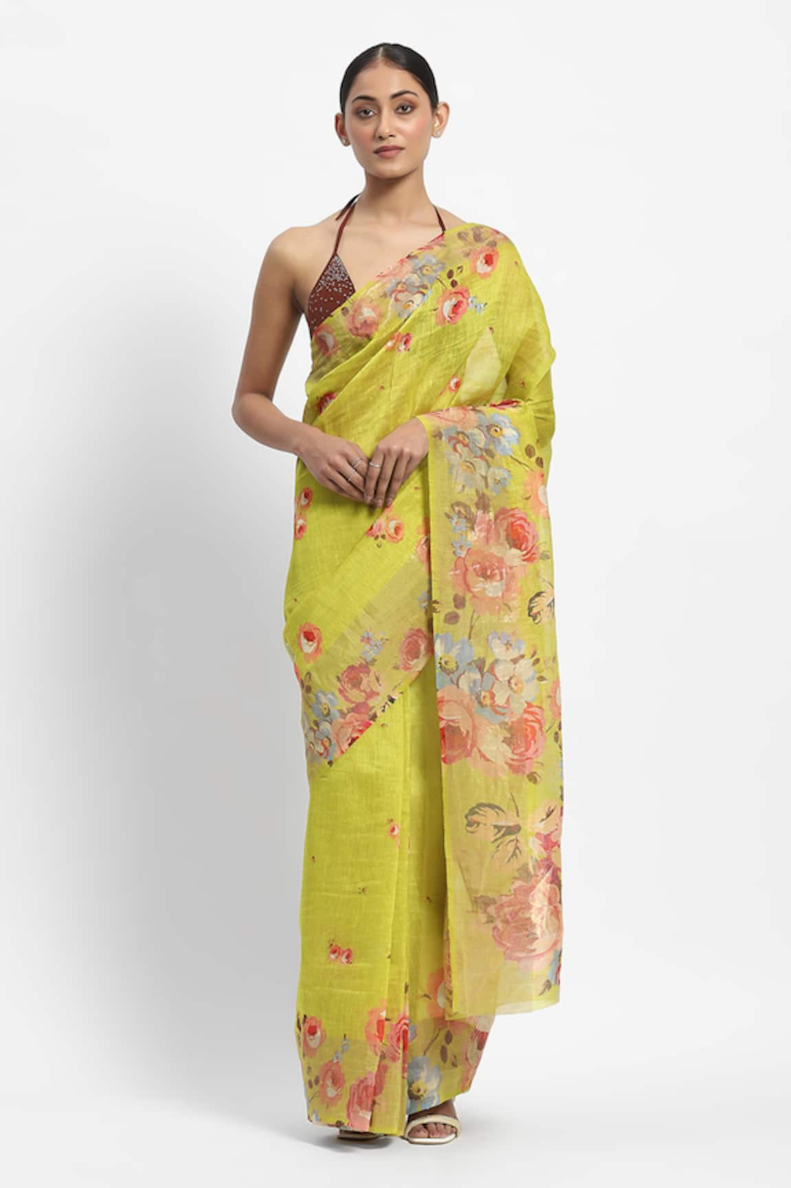 Satya Paul A Trip to Toulouse Print Saree With Running Blouse