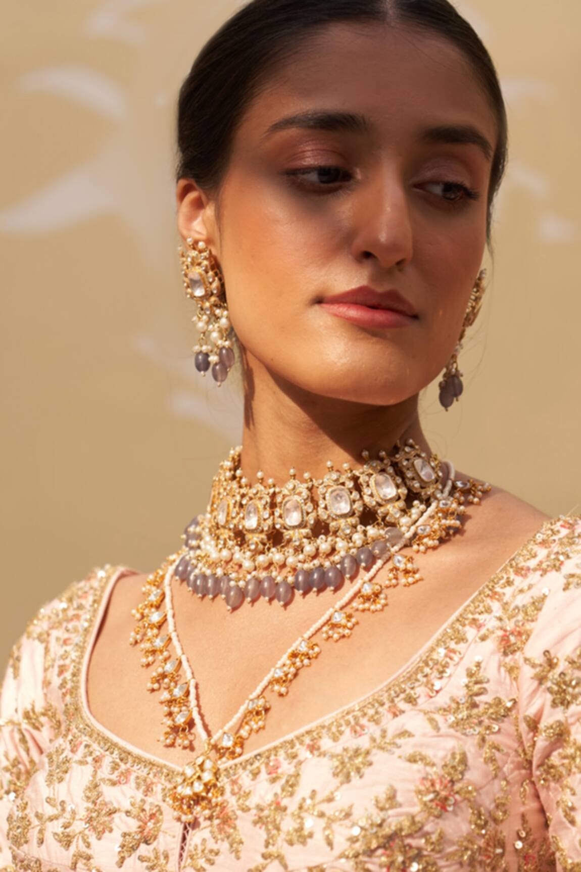 Osvag India Crystal Polki Embellished Choker Set