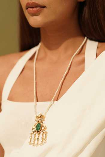 Osvag India Crystal Polki Embellished Pendant Necklace 