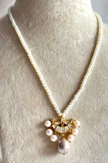 Osvag India Chaand Crystal Polki Pendant Necklace 