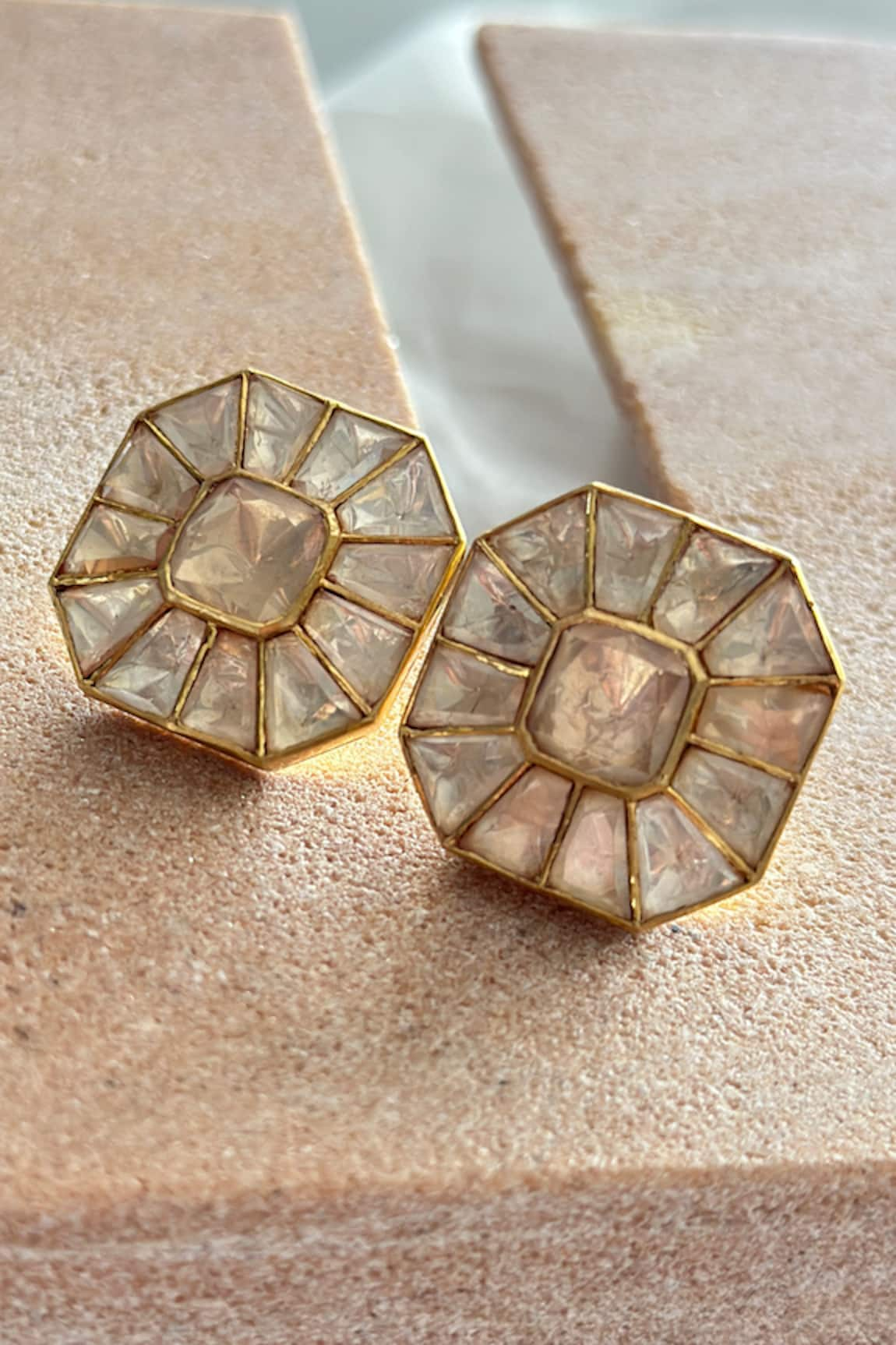 Osvag India Crystal Polki Geometric Studs