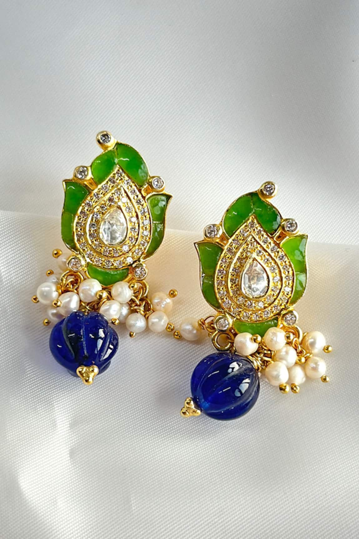 Osvag India Tear Drop Cutwork Earrings