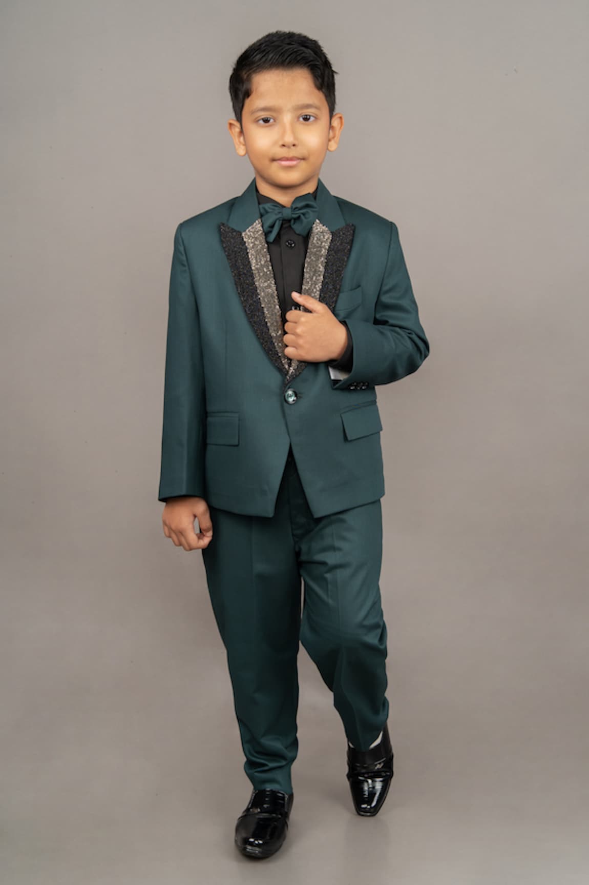 Little Brats Placket Embroidered Tuxedo Set