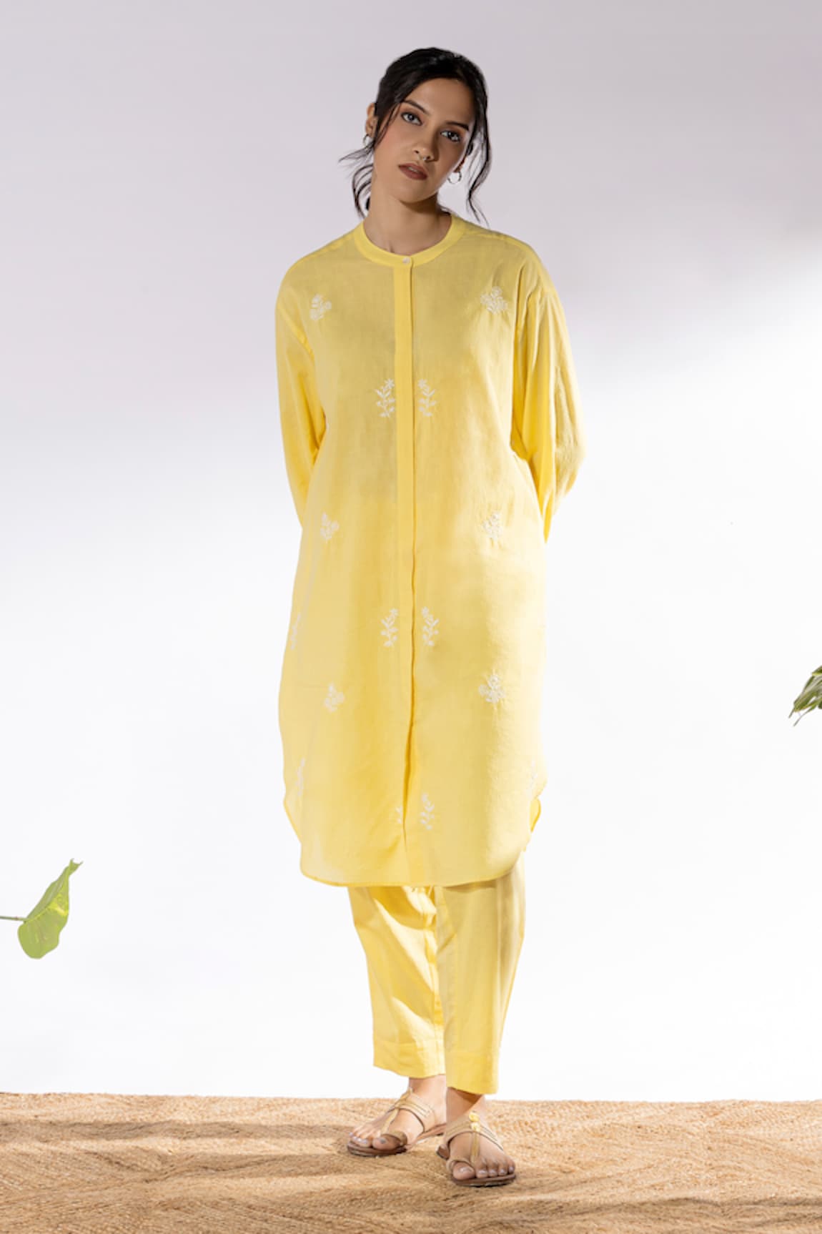 Pants and Pajamas Embroidered Kurta & Pant Set