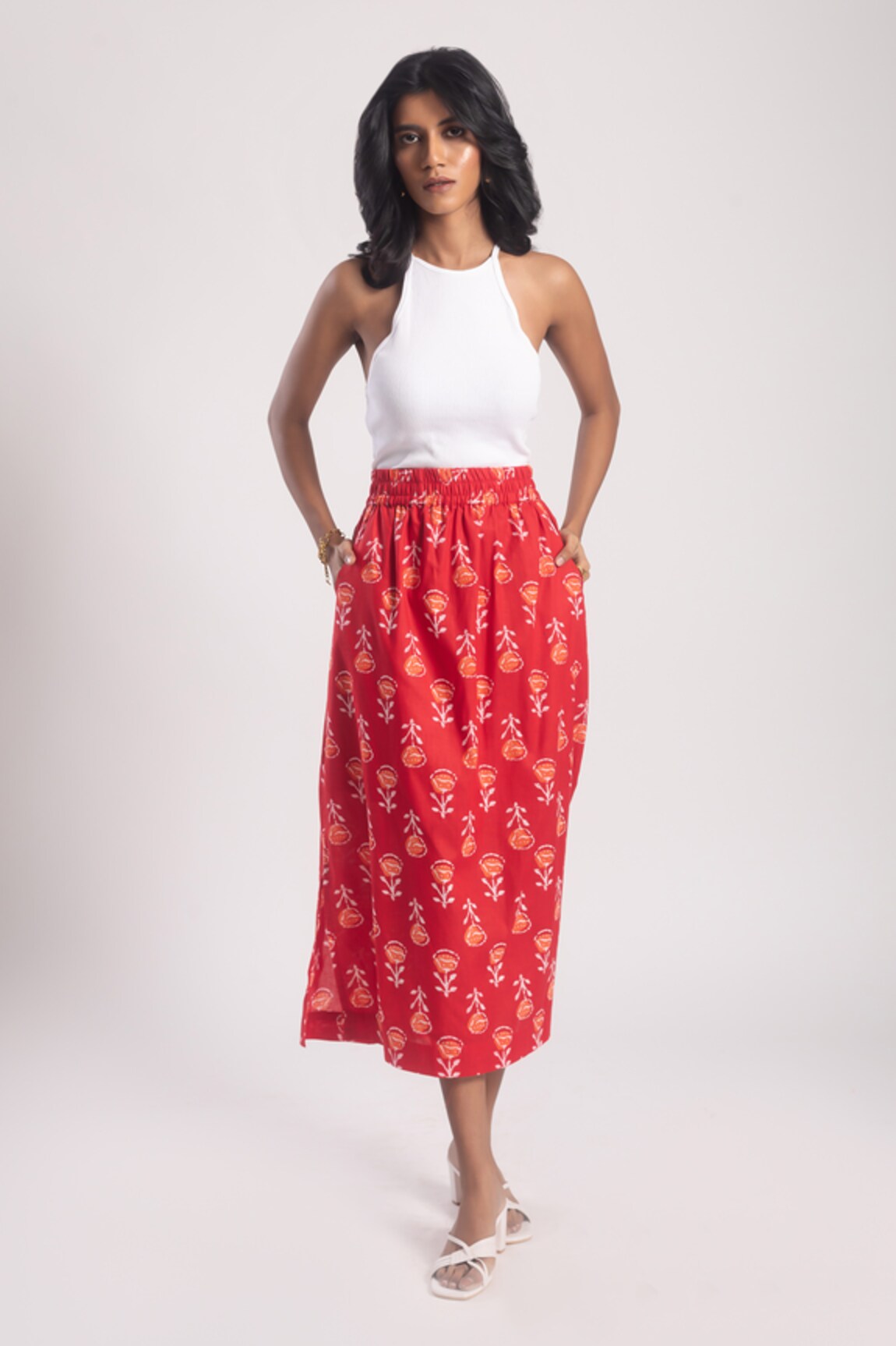 Avaha Manjari Floral Print Cotton Skirt