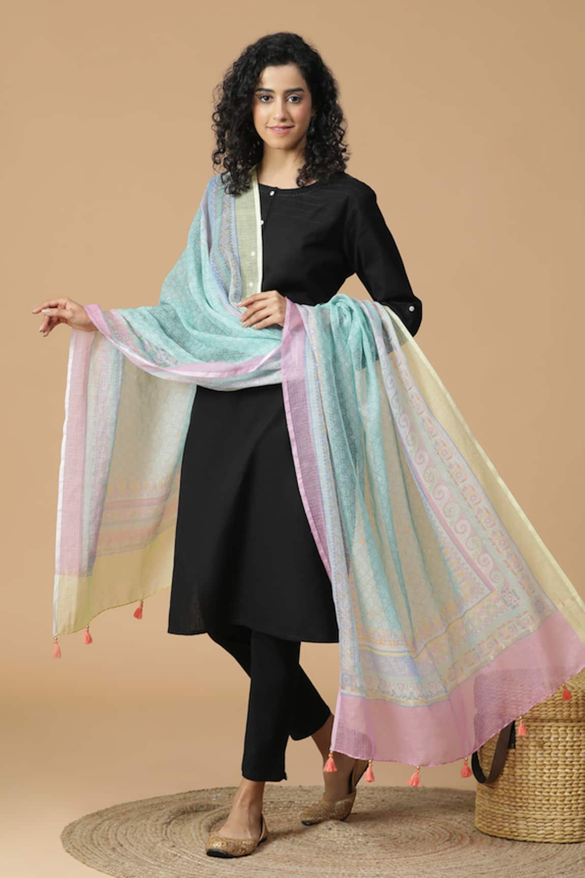 SHINGORA Aanya Cascade Motifs Pattern Handwoven Dupatta