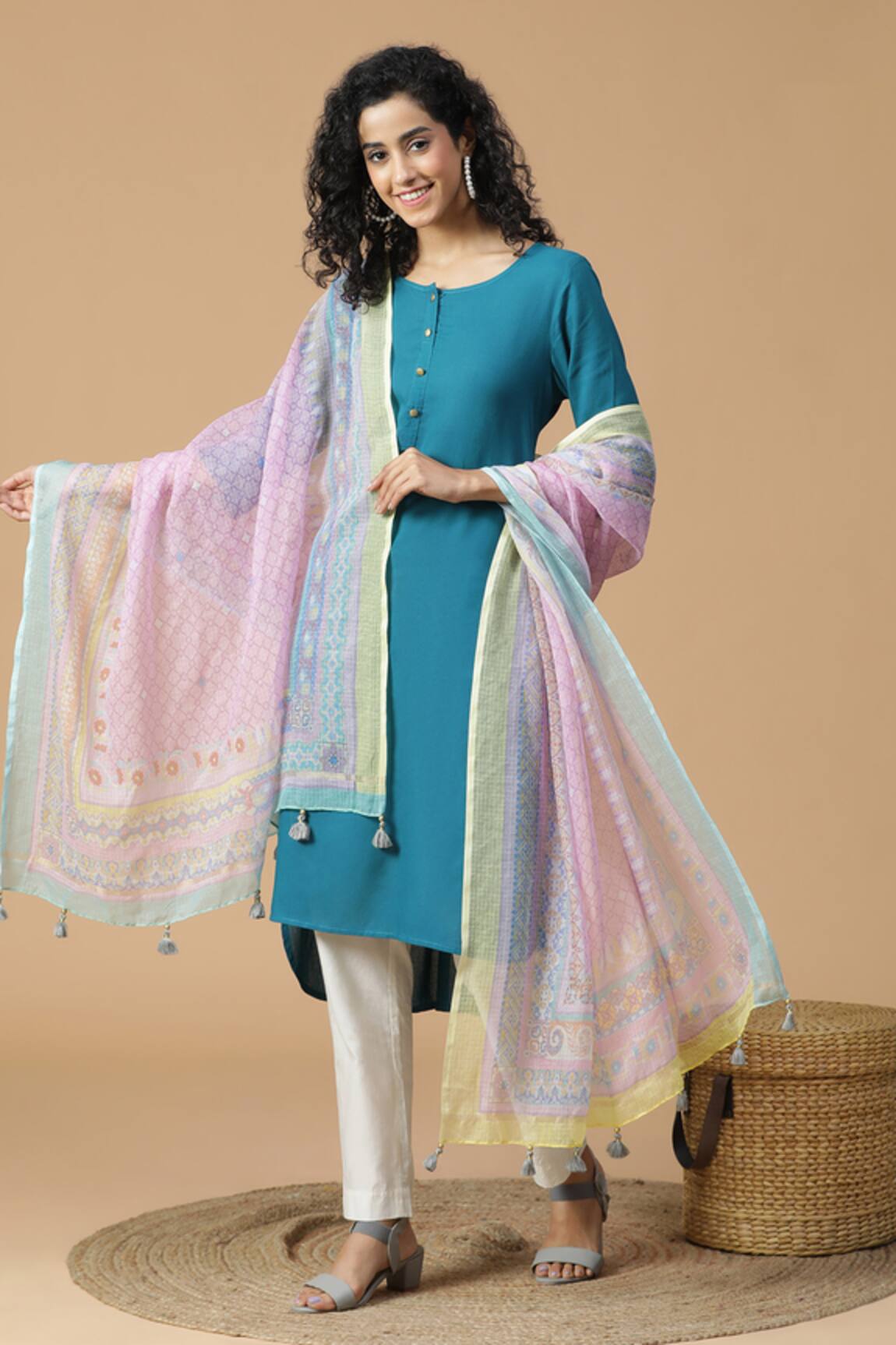 SHINGORA Aanya Cascade Print Handwoven Dupatta