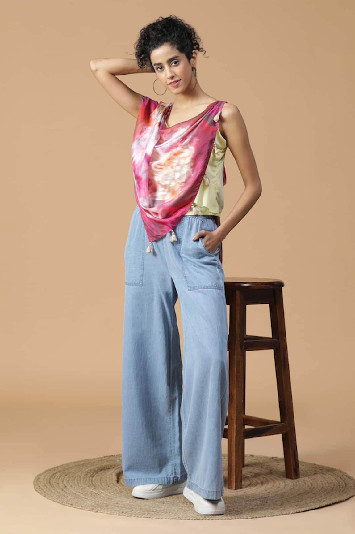 SHINGORA Floral Ombre Print Silk Stole