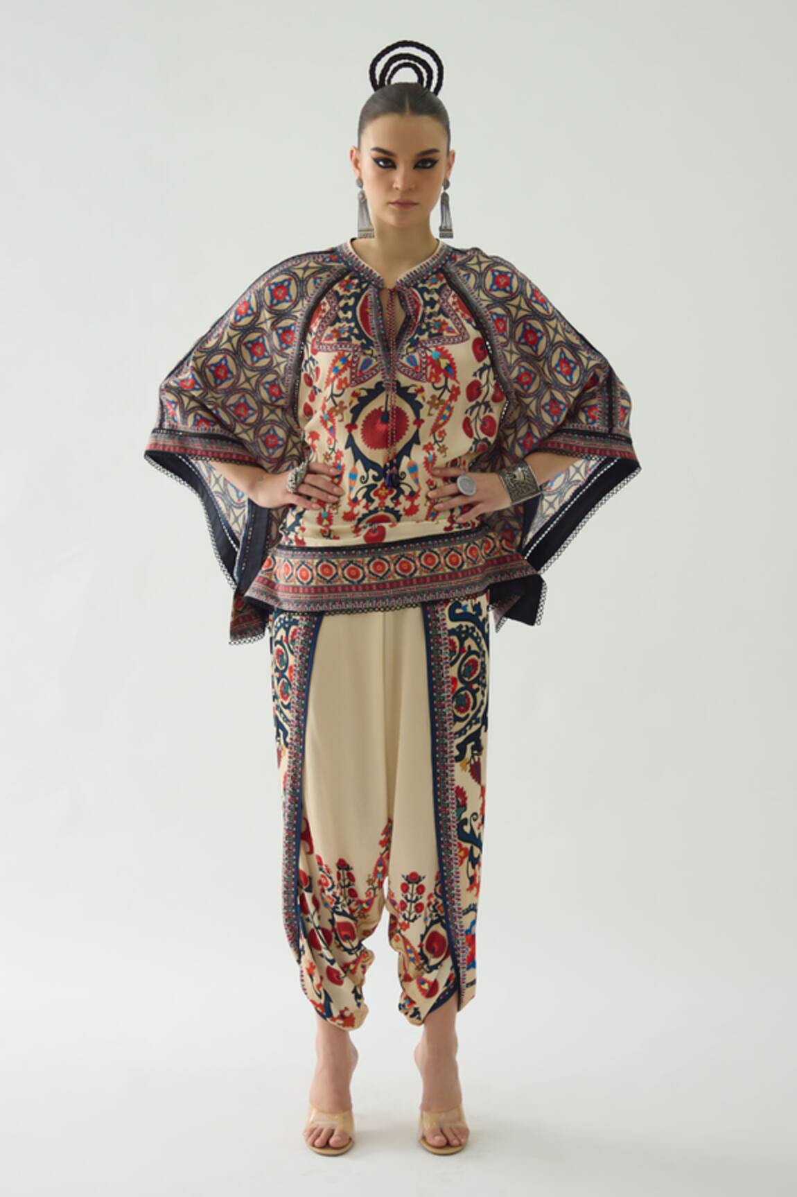 Rajdeep Ranawat Ramona Mixed Bloom Print Poncho Top 