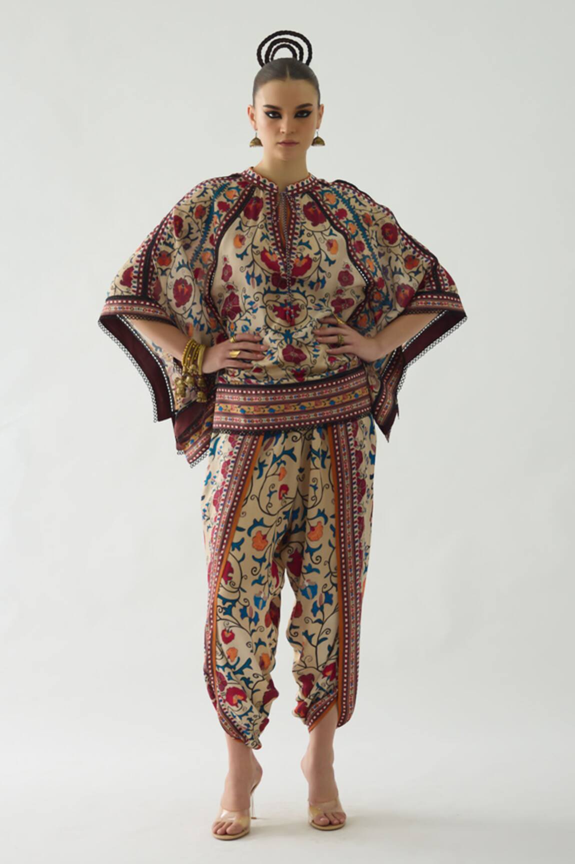 Rajdeep Ranawat Ramona Retro Blossom Print Poncho Top 